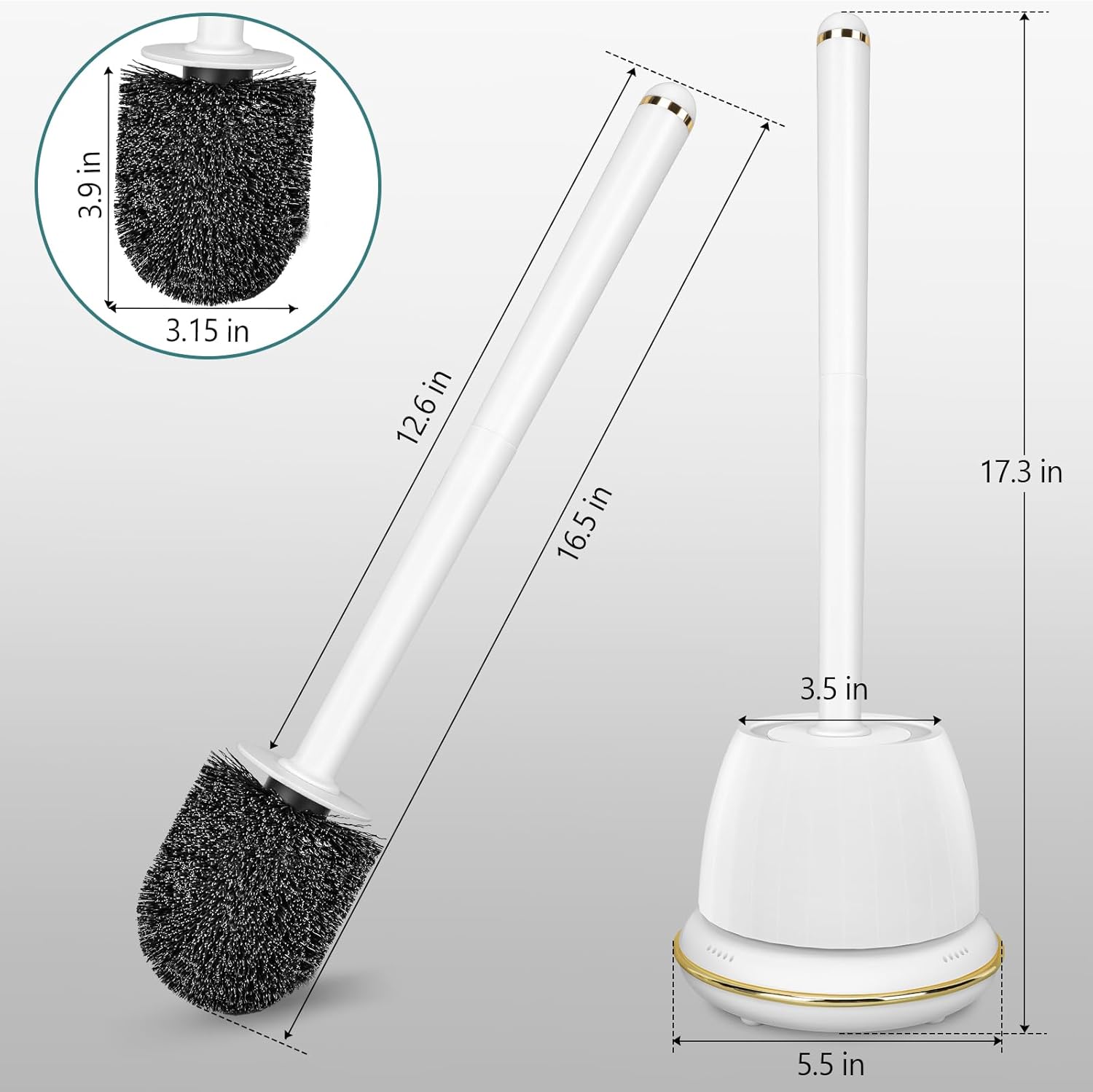 Gold Toilet Brush and Holder Set 2 Pack
