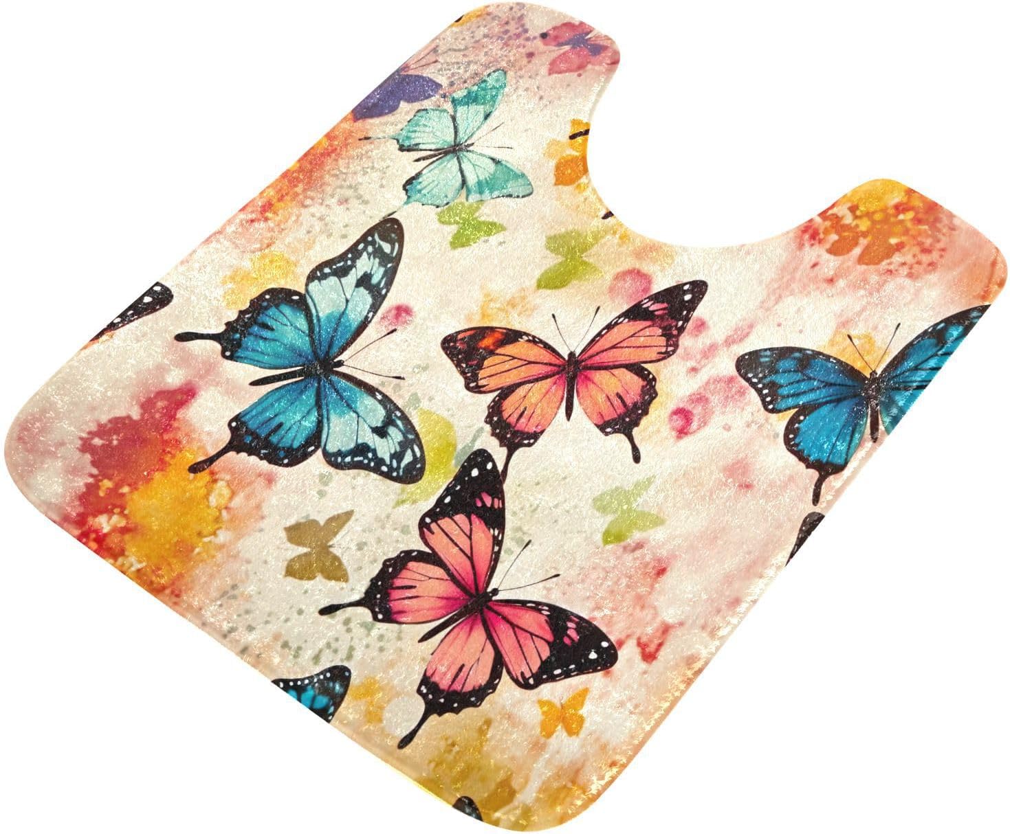 YETTASBIN Butterfly 2 Pcs Bath Mat Set