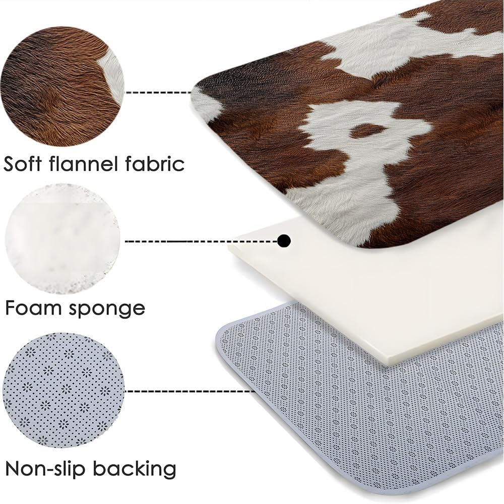 Cowhide Style Bath Mat with Non-Slip Backing