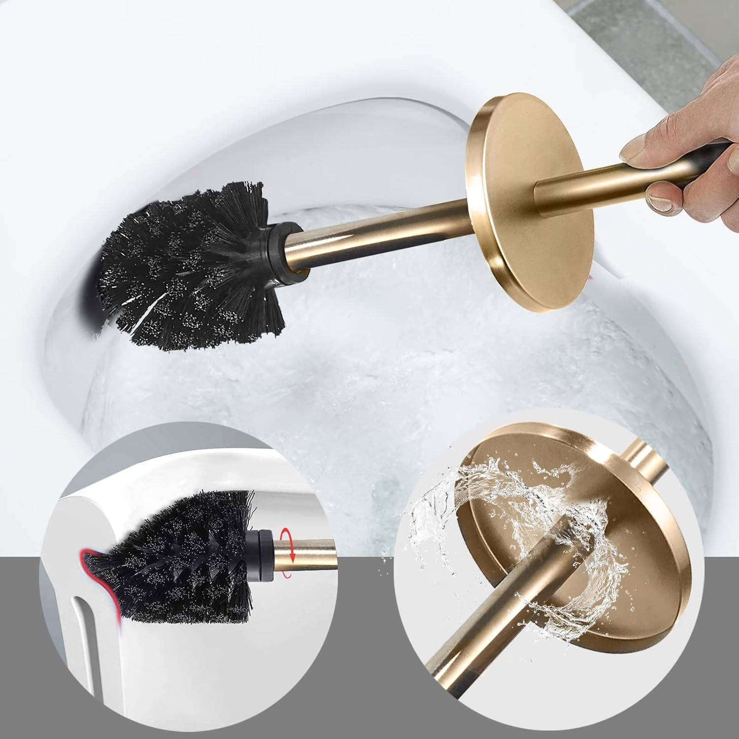 Wall-Mounted Toilet Brush with Replaceable Head and Holder