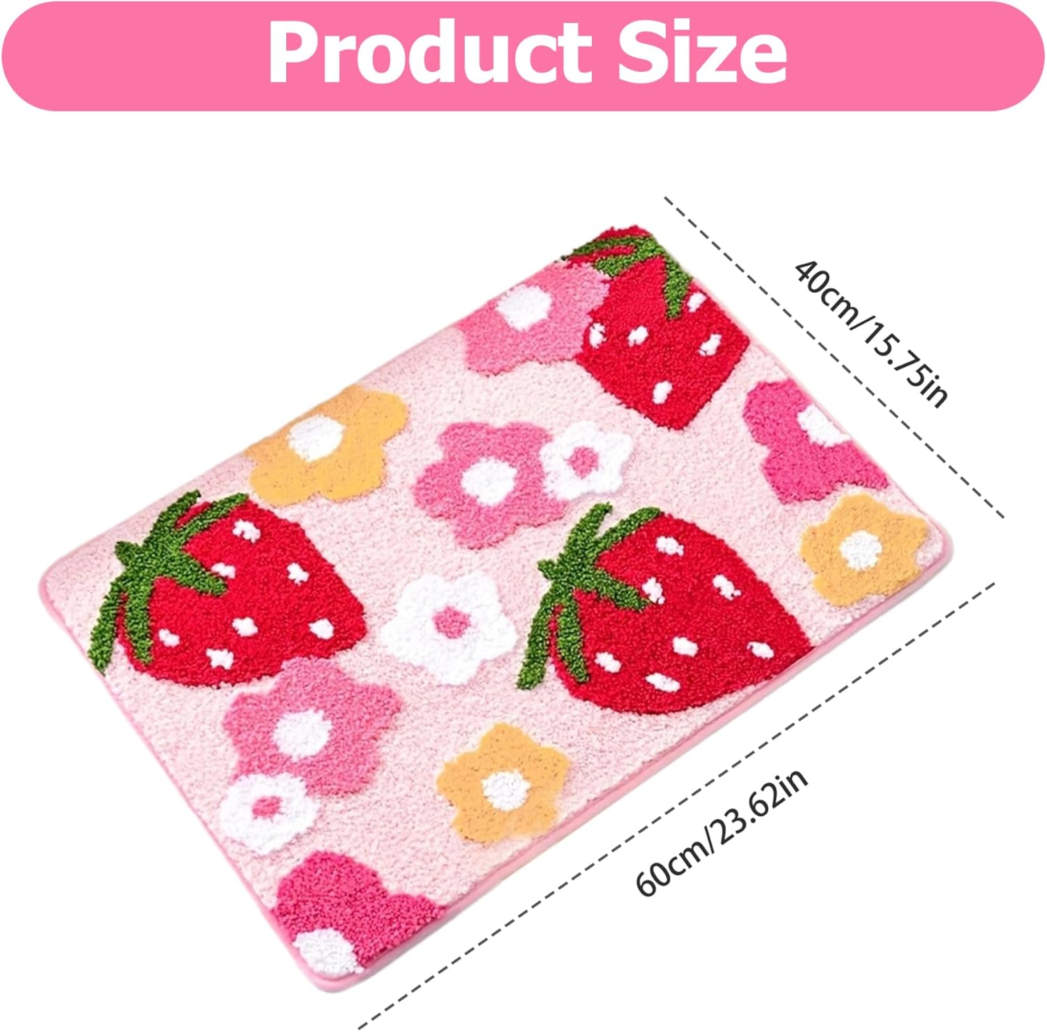 AEIOFU Strawberry Flower Bath Mat 16x24 Non Slip