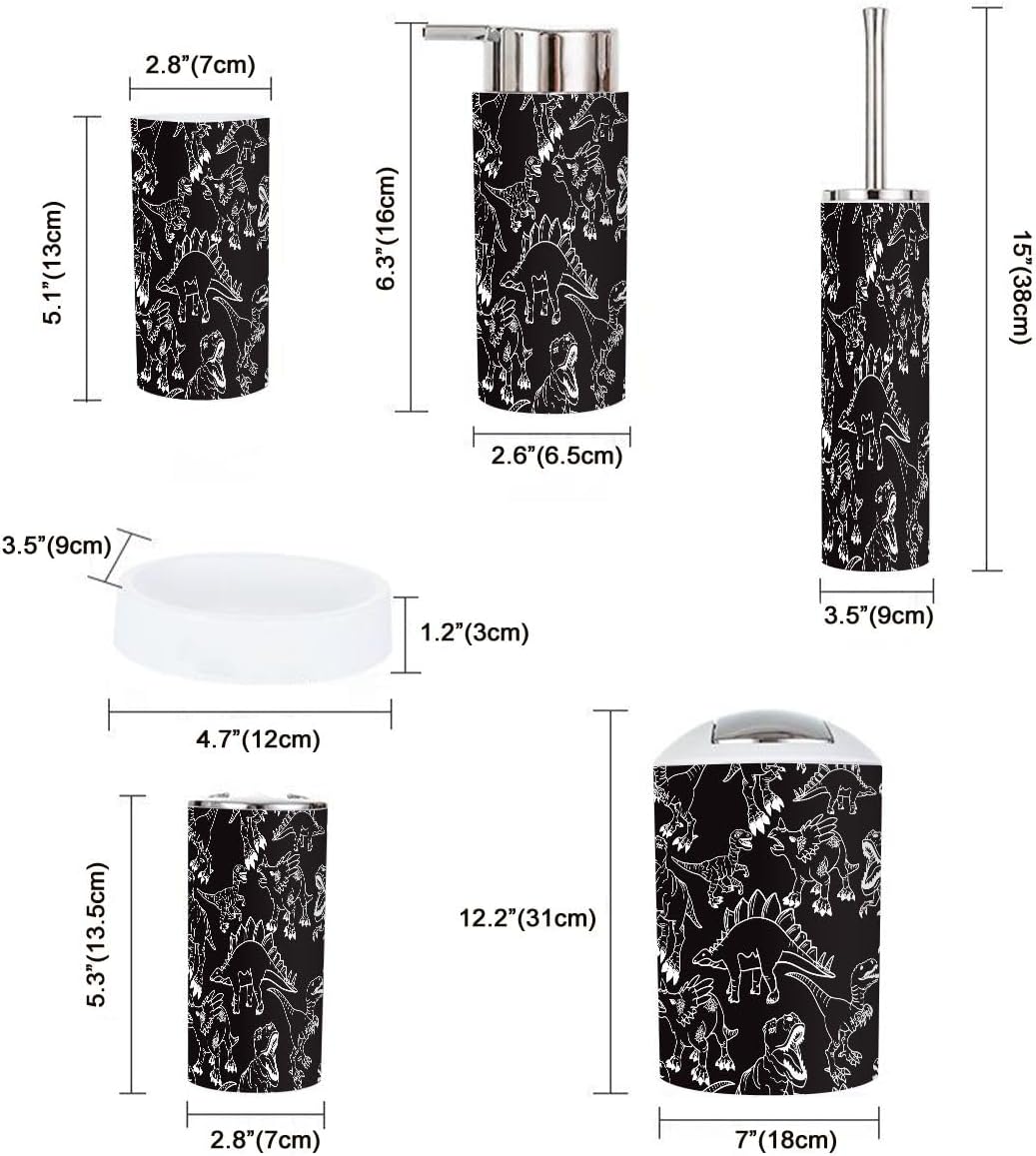 Bathroom Accessory Set 6 Piece Dino Pattern