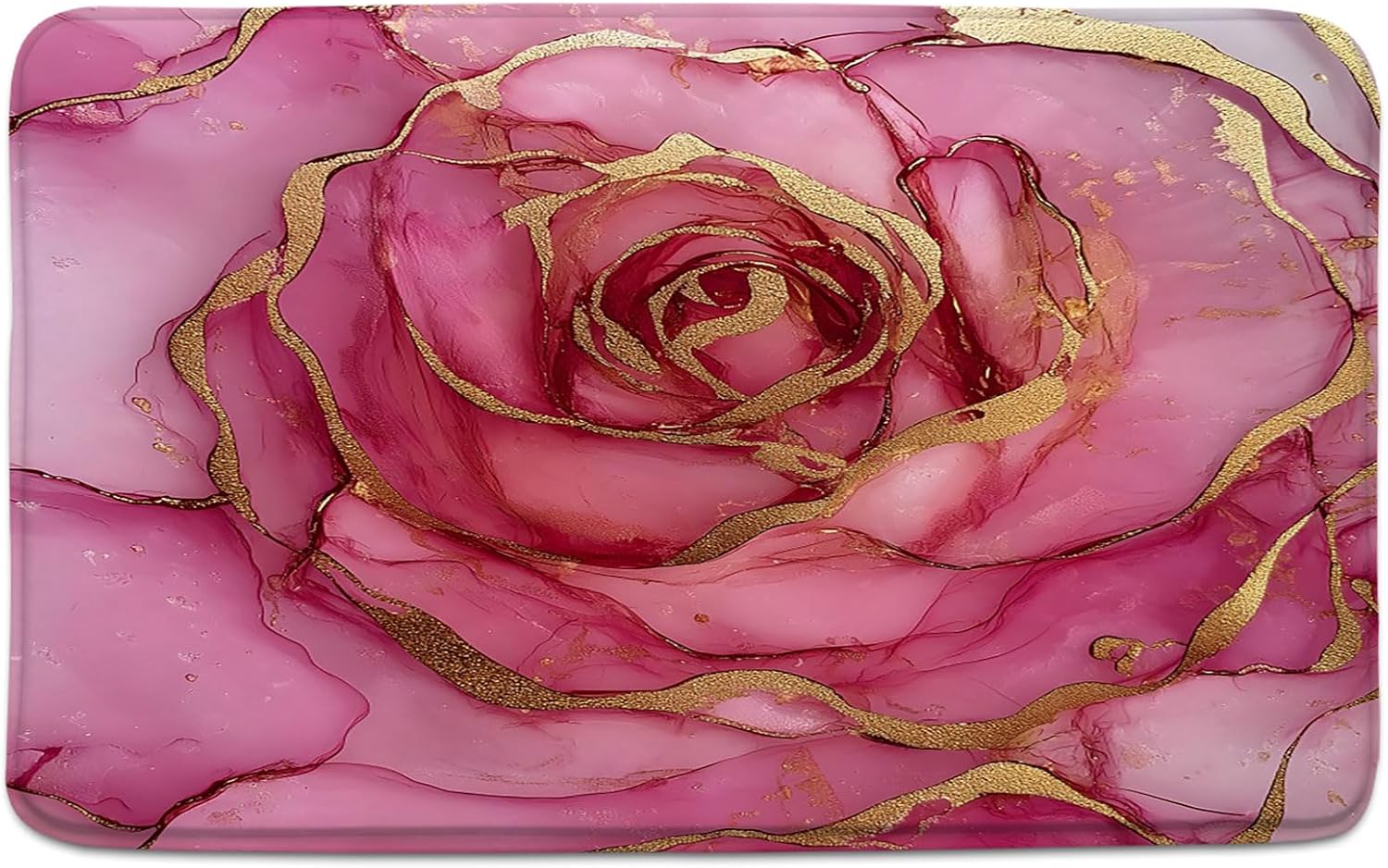 Pink Marble Bath Rug with Non-Slip Backing 1