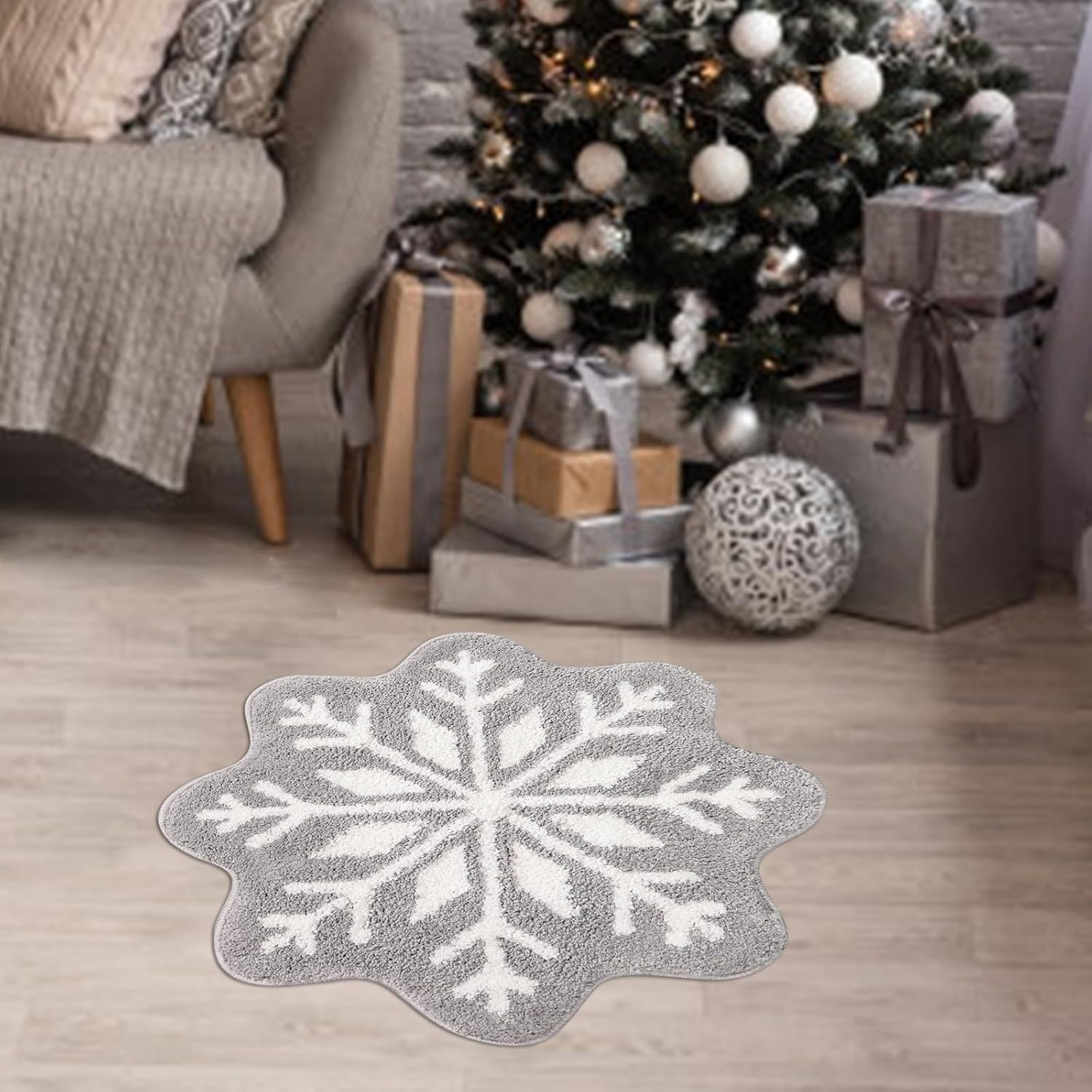 KELINFONG Snowflake Bathtub Mat - 26 Non-Slip Shaggy Rugs