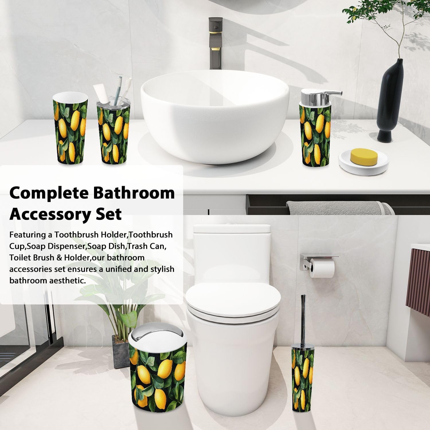 Boho Bathroom Accessory Set 6 Piece Organic