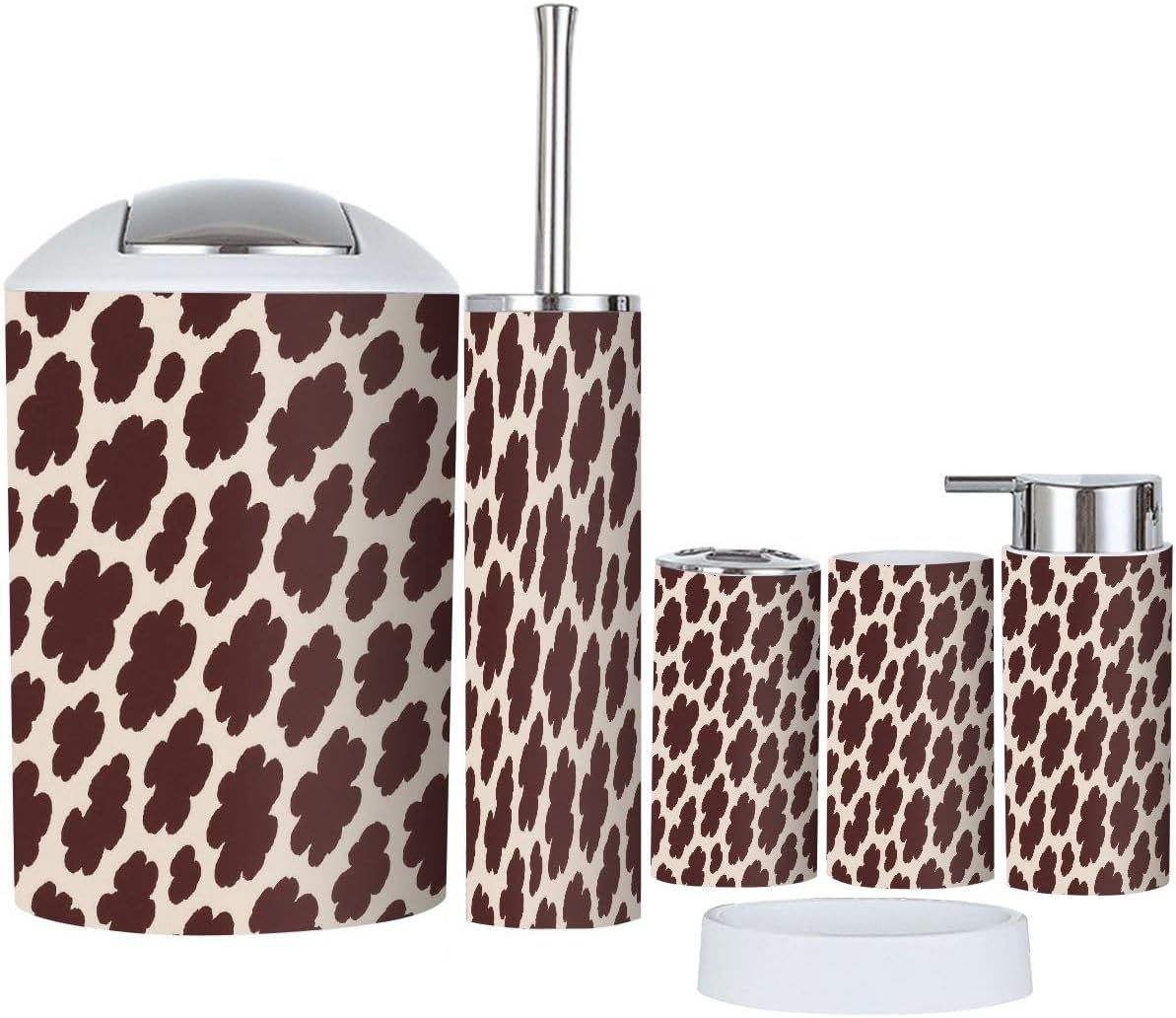 Boho Animal Print Bathroom Accessory Set 6 Piece