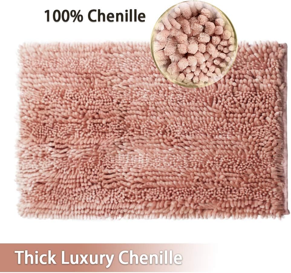 Civkor Pink 24x16 Inch Non Slip Bath Rug