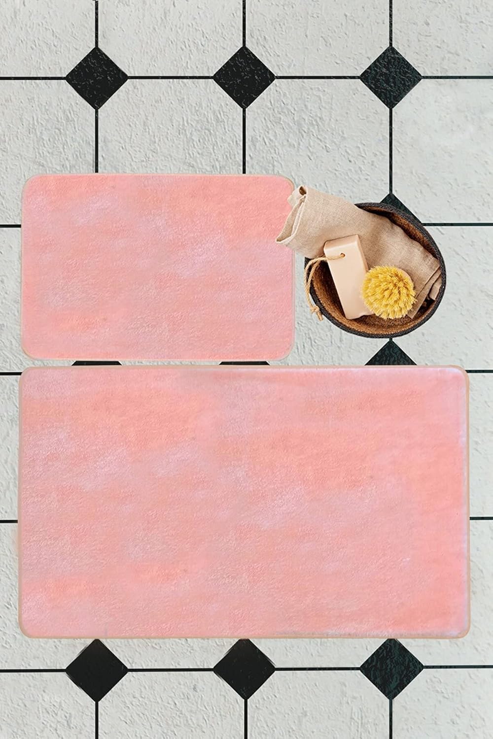 VHD Plush Bath Mat Set 24x40 in 20x24 in Pink 1