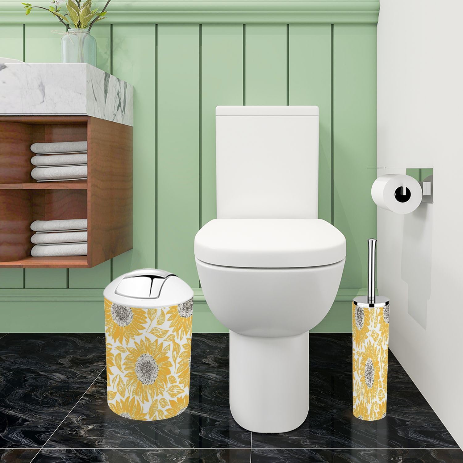 Boho Sunflower Bathroom Accessory Set 6 Piece