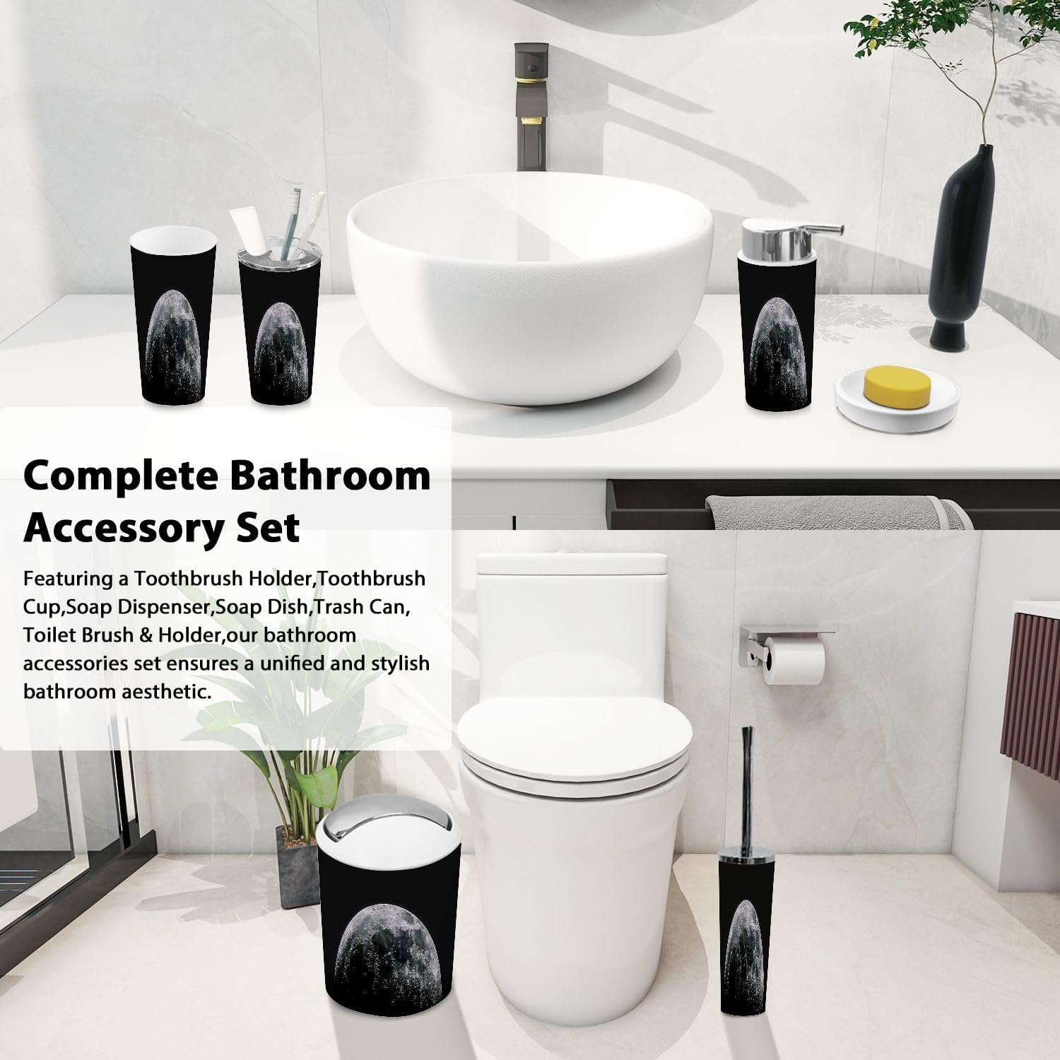 Boho Bathroom Accessory Set 6 Piece