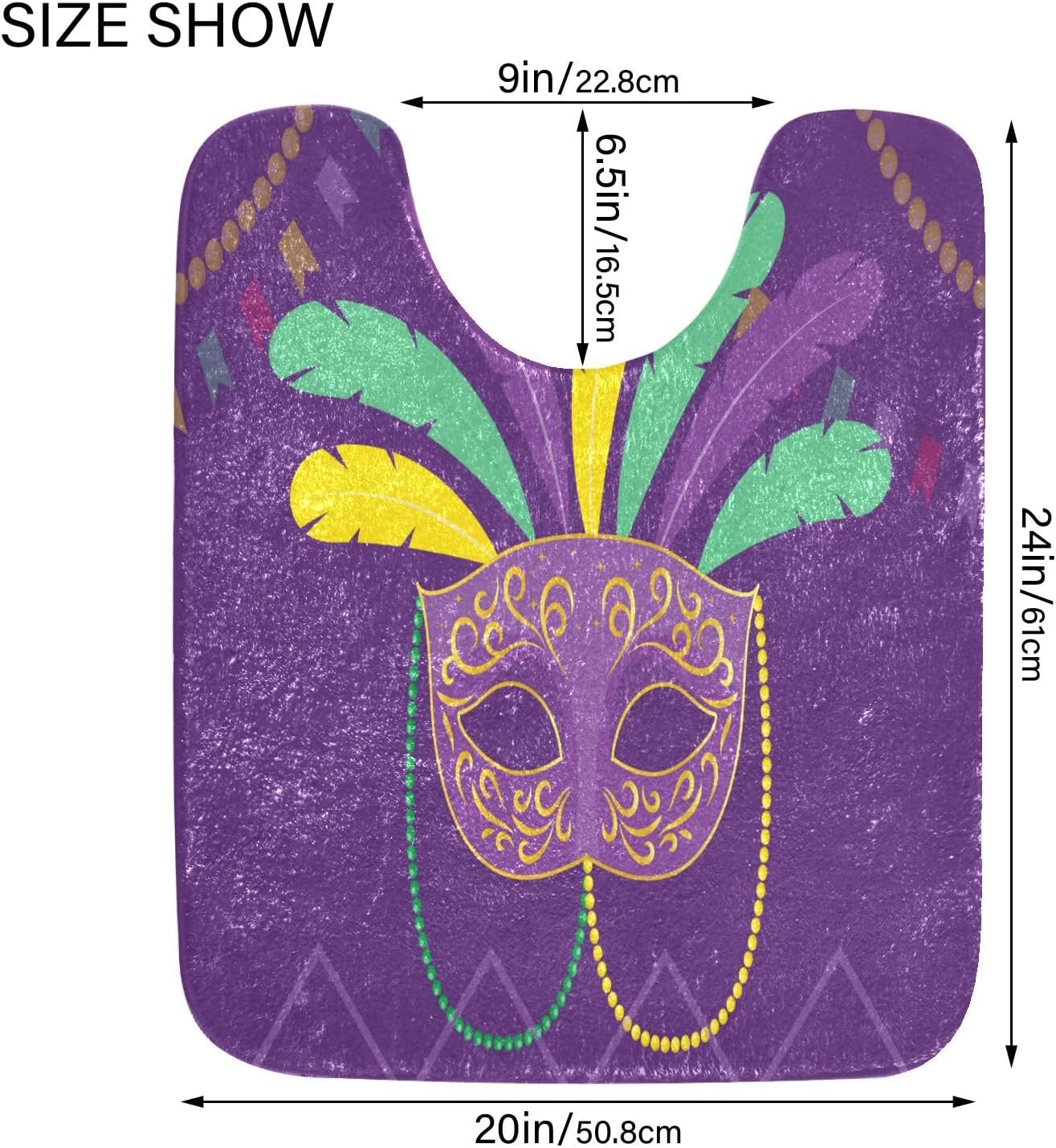 YETTASBIN Mardi Gras Mask Bath Mat Set 1