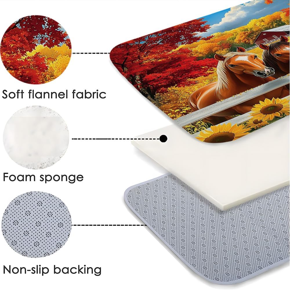 Farm Horses Bath Mat - Non-Slip Country Style Rug 1