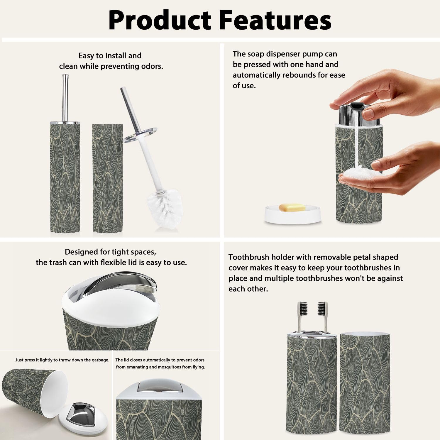 Boho Bathroom Accessory Set 6 Piece 1