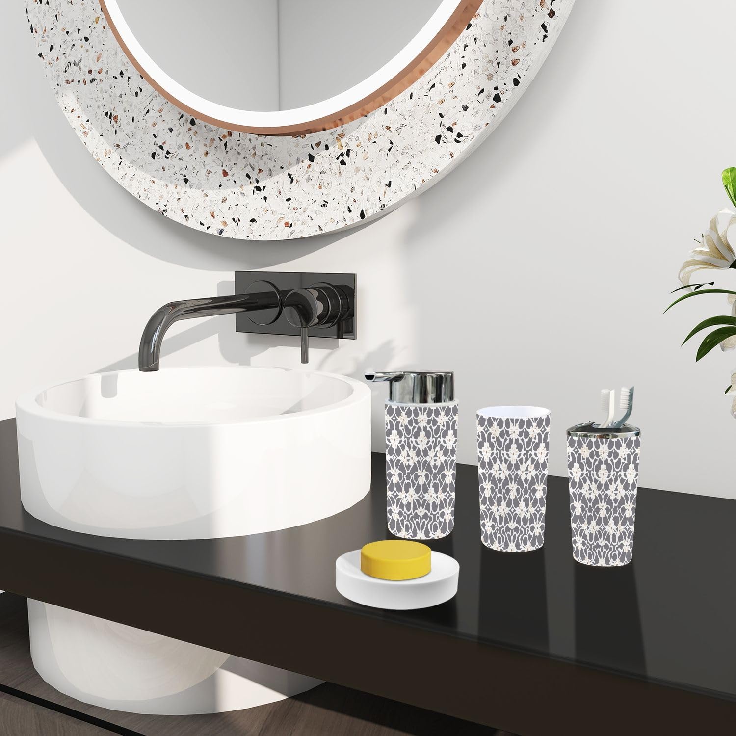 TRANQDEHOM 6-Piece Boho Bathroom Accessories Set