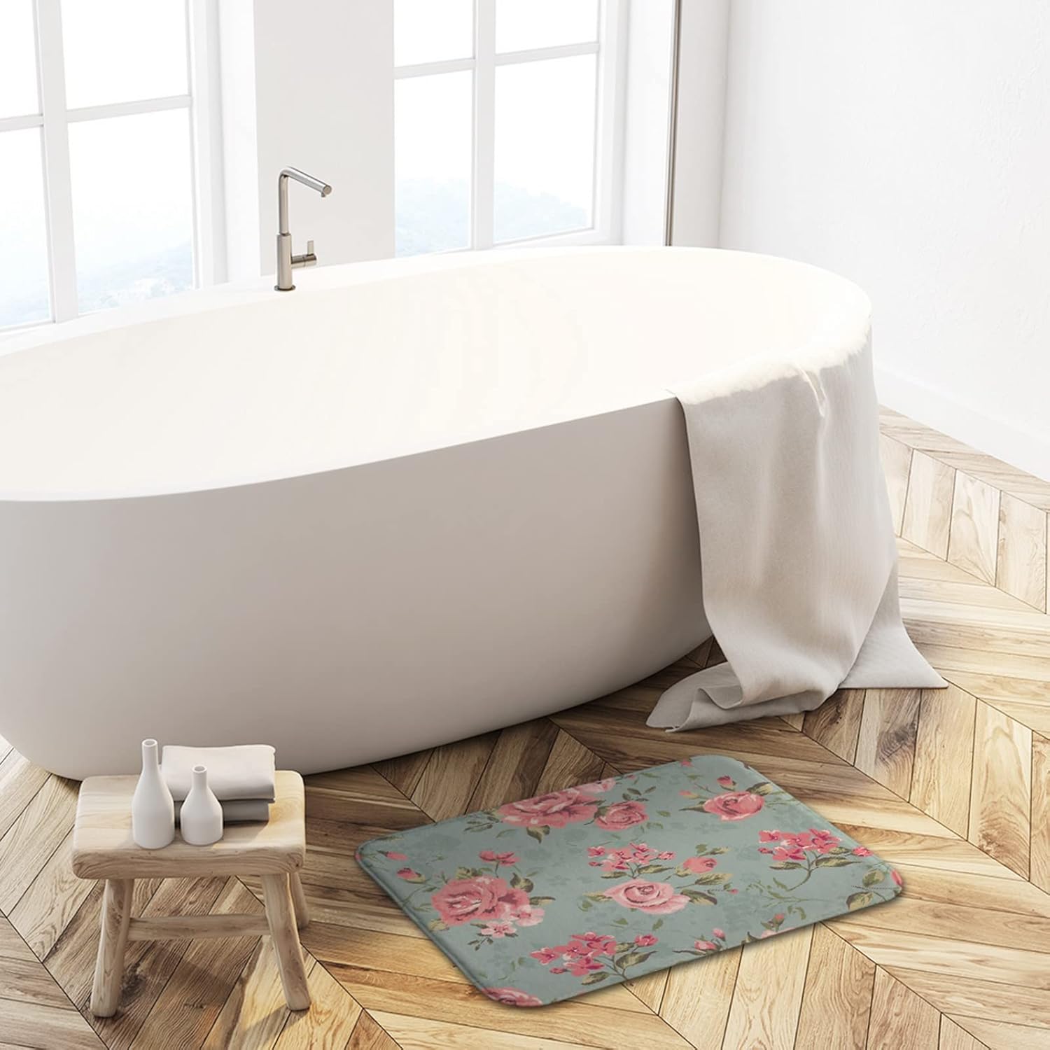 AMonamour Vintage Pink Rose Bath Mat 40x60cm