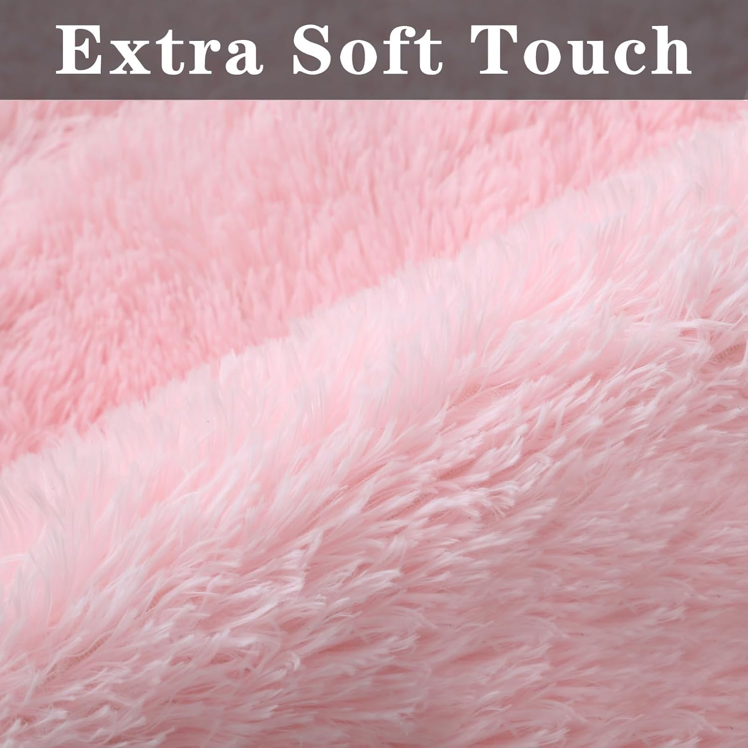 ConCus-T Shaggy Faux Fur Bath Rug Pink 24x16 Inch