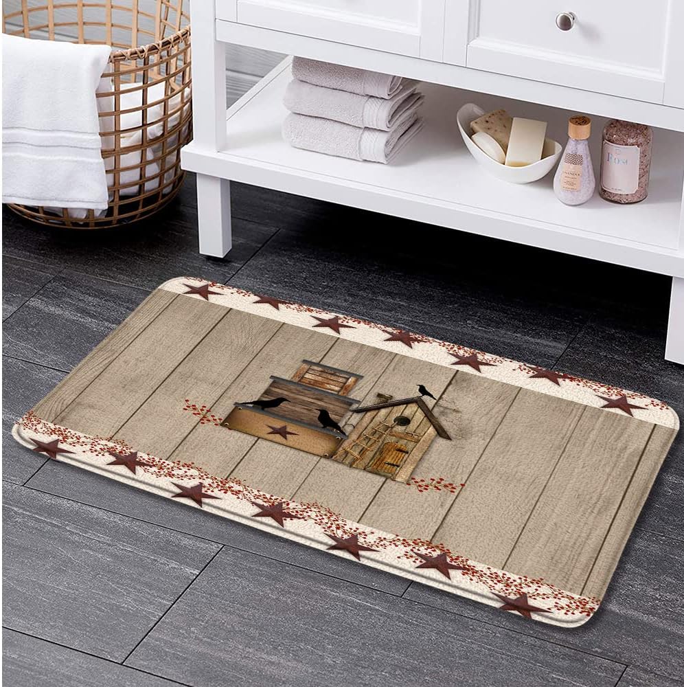 Rustic Farmhouse Red Bird Bath Mat 236 x 157 Inch