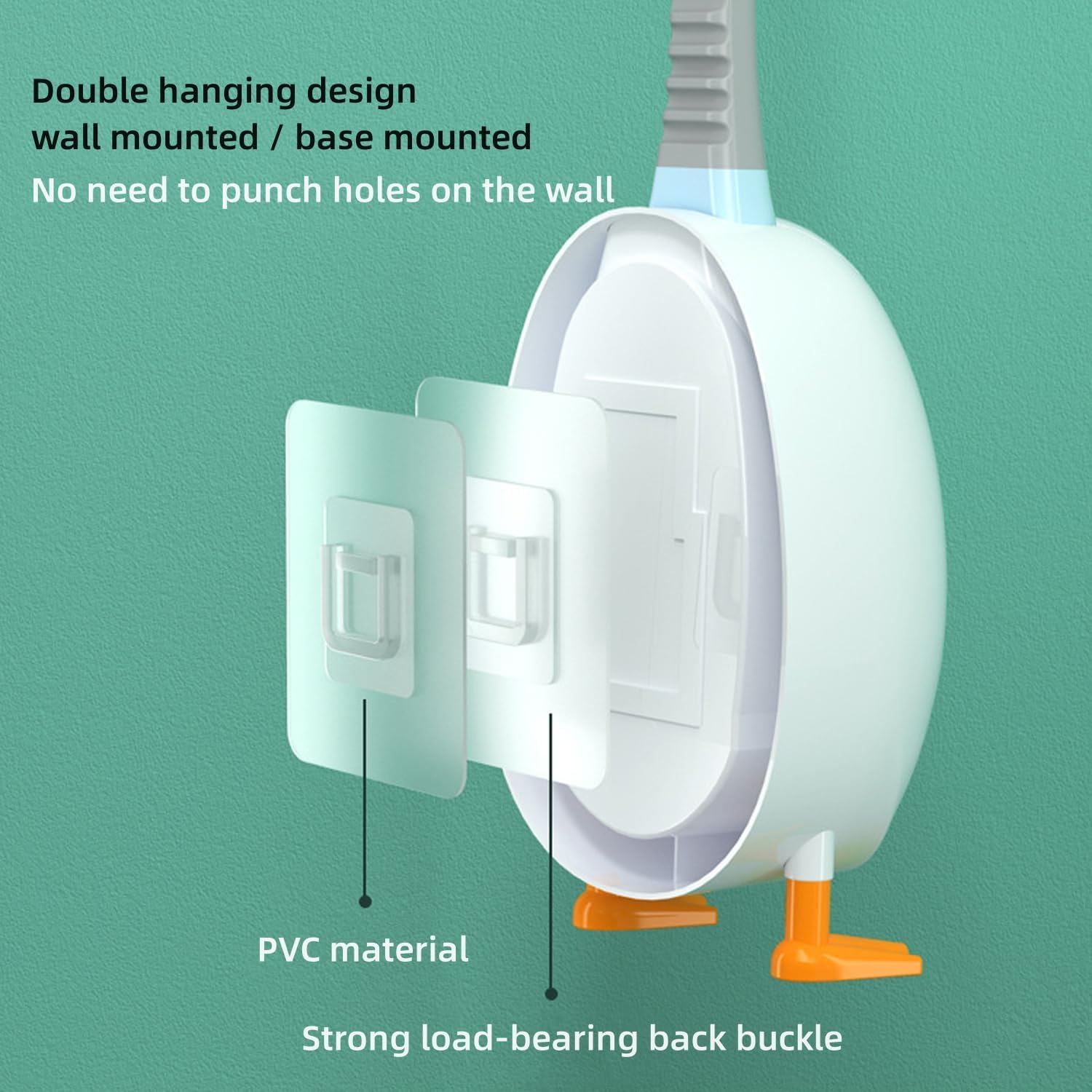 Duck Shape Space-Saving Toilet Brush Set