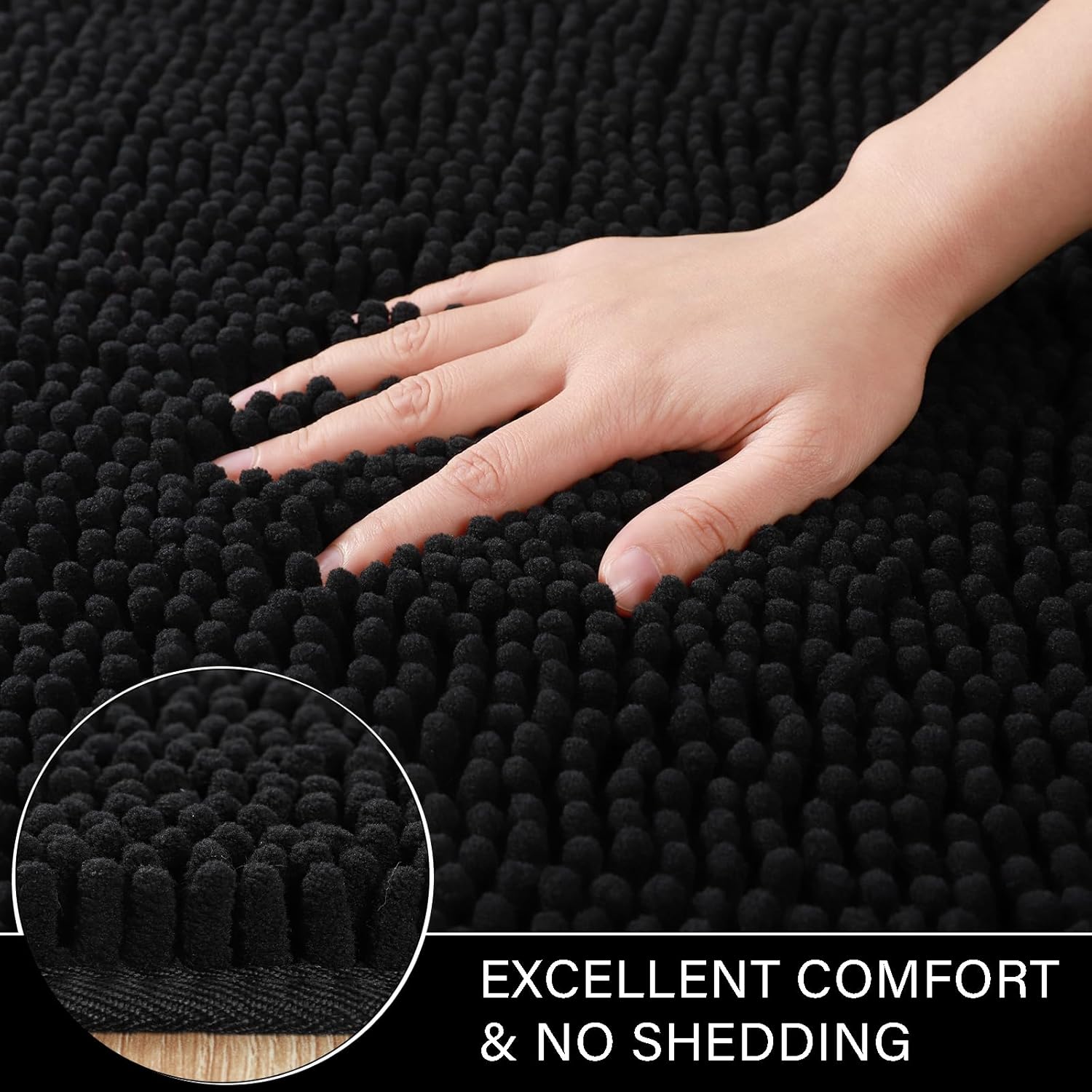 LOCHAS 2 Piece Bath Rug Set Black