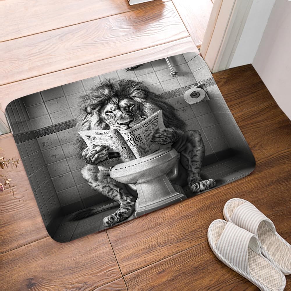 JAWO Funny Cool Lion Bath Mat Rug for Bathroom