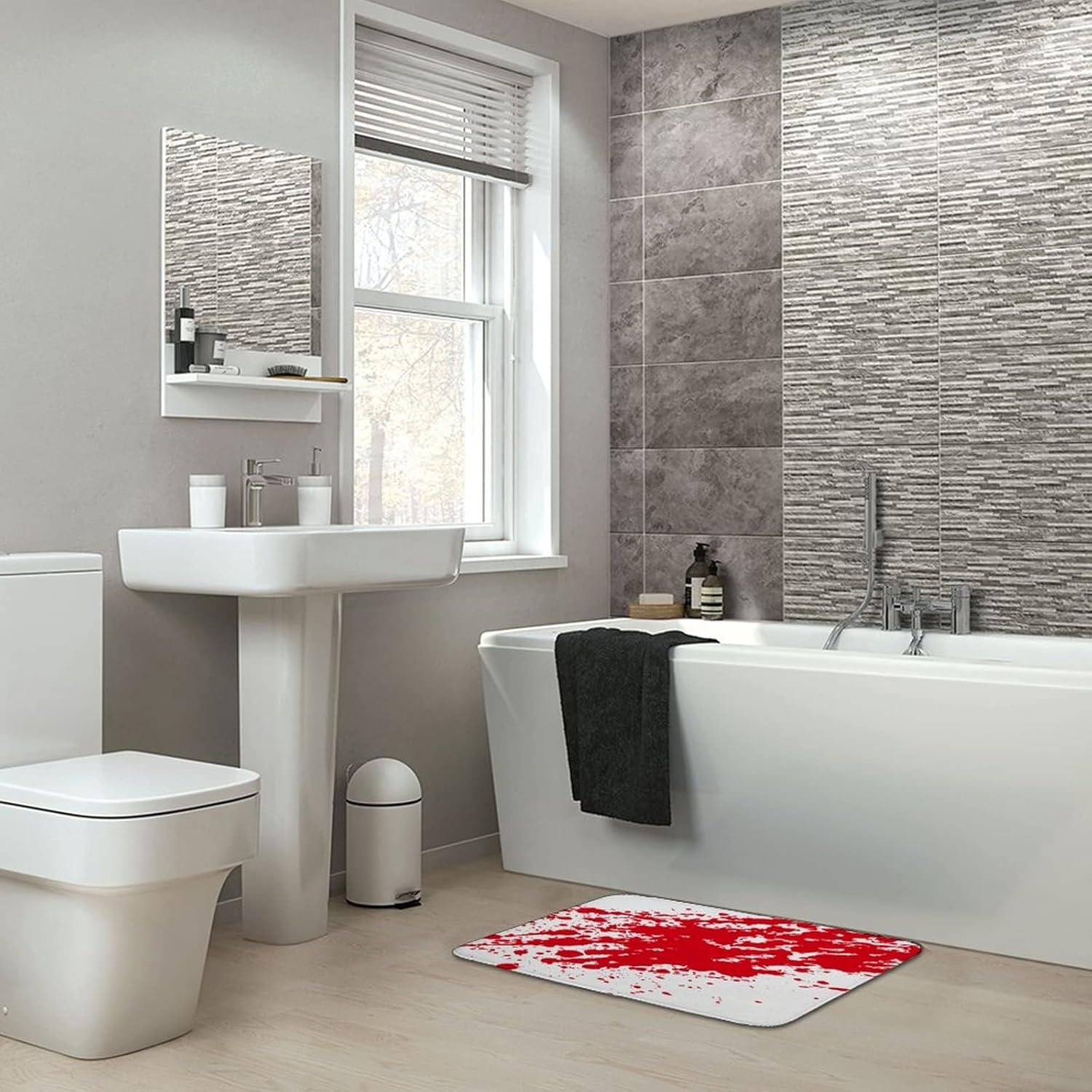 Red Bloody Blots Bath Rug Mat 16x24 Non-Slip Microfiber Bath Rug