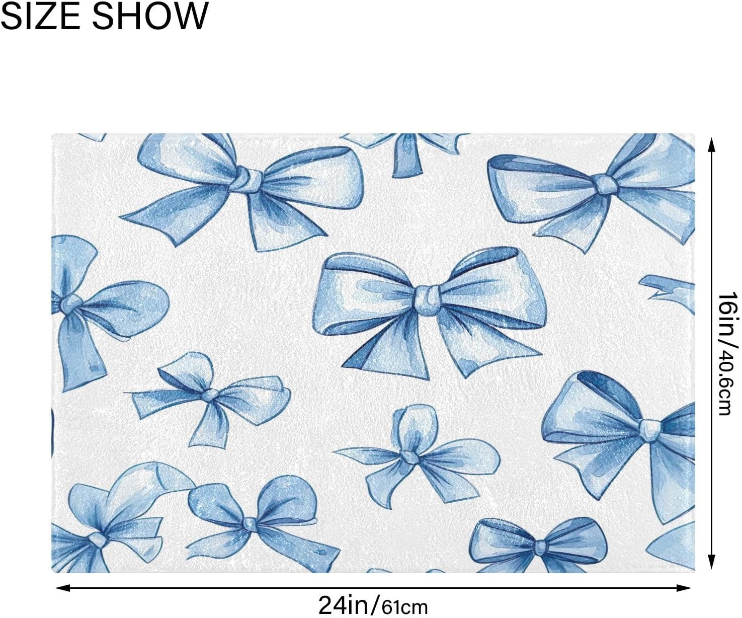 YETTASBIN Blue Bow Rectangle Bath Mat Set 1