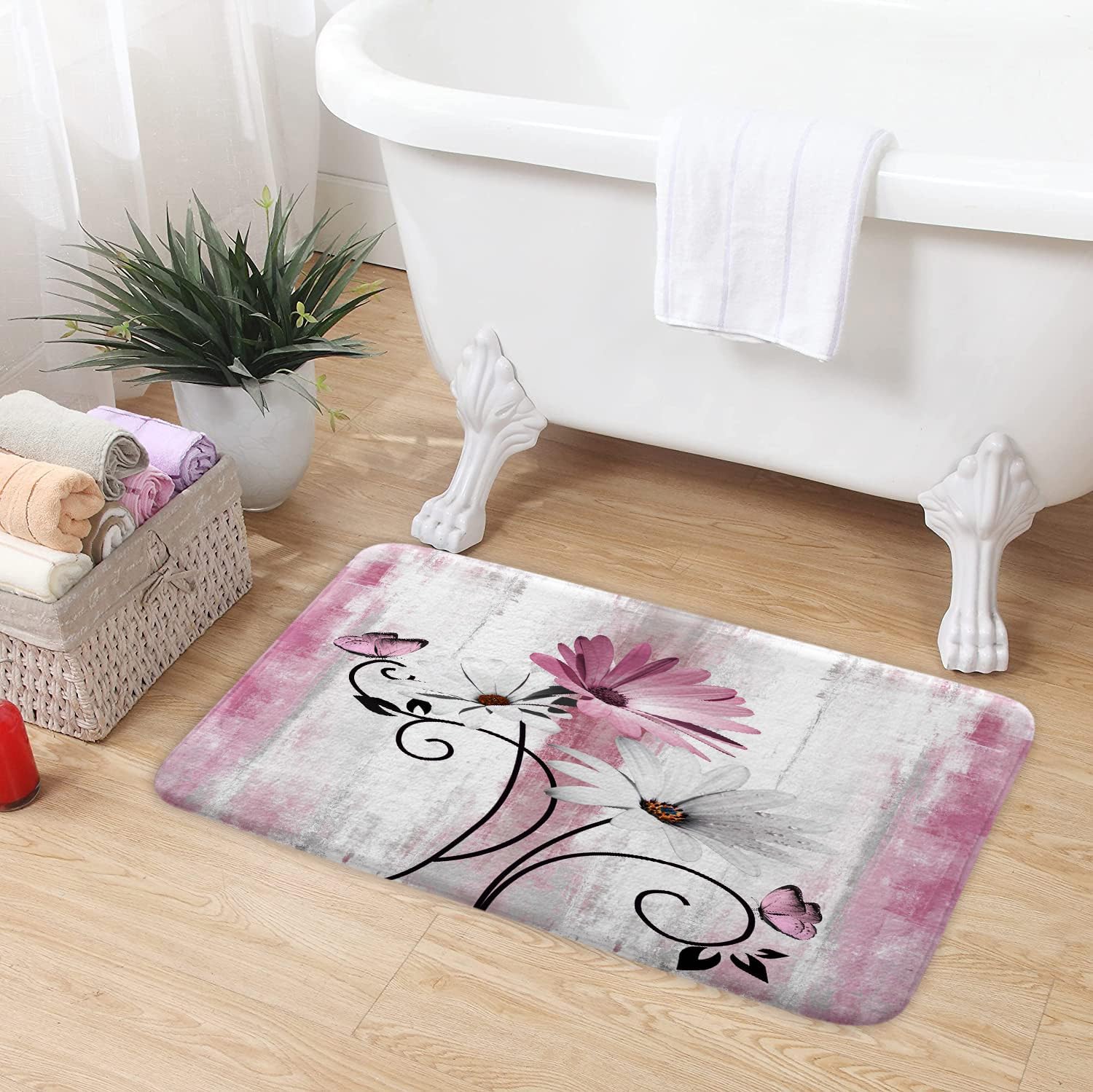 VeiVian Farmhouse Bath Mat 16X24IN Soft Non-Slip