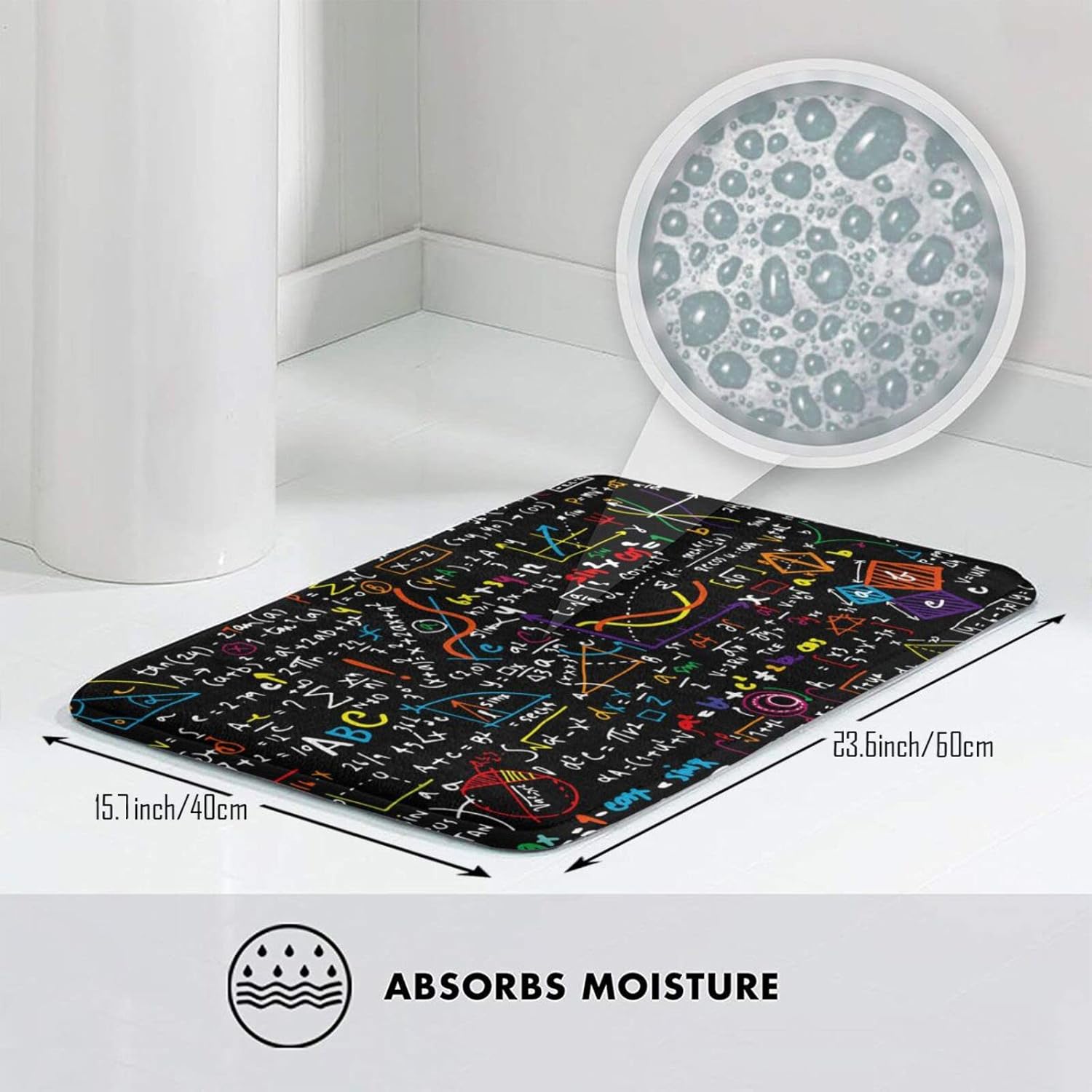 PLUANCEKN Non-Slip Bath Mat 16 x 24 Black