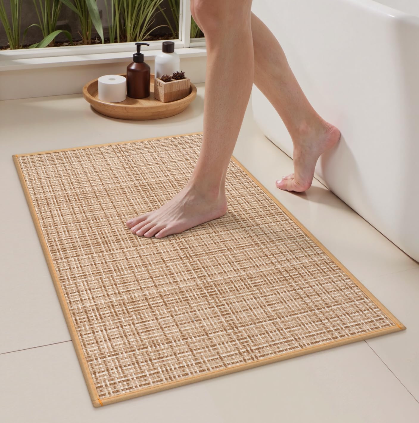 Uphome Non-Slip Bathroom Rug with Rubber Backing 16x24 inch