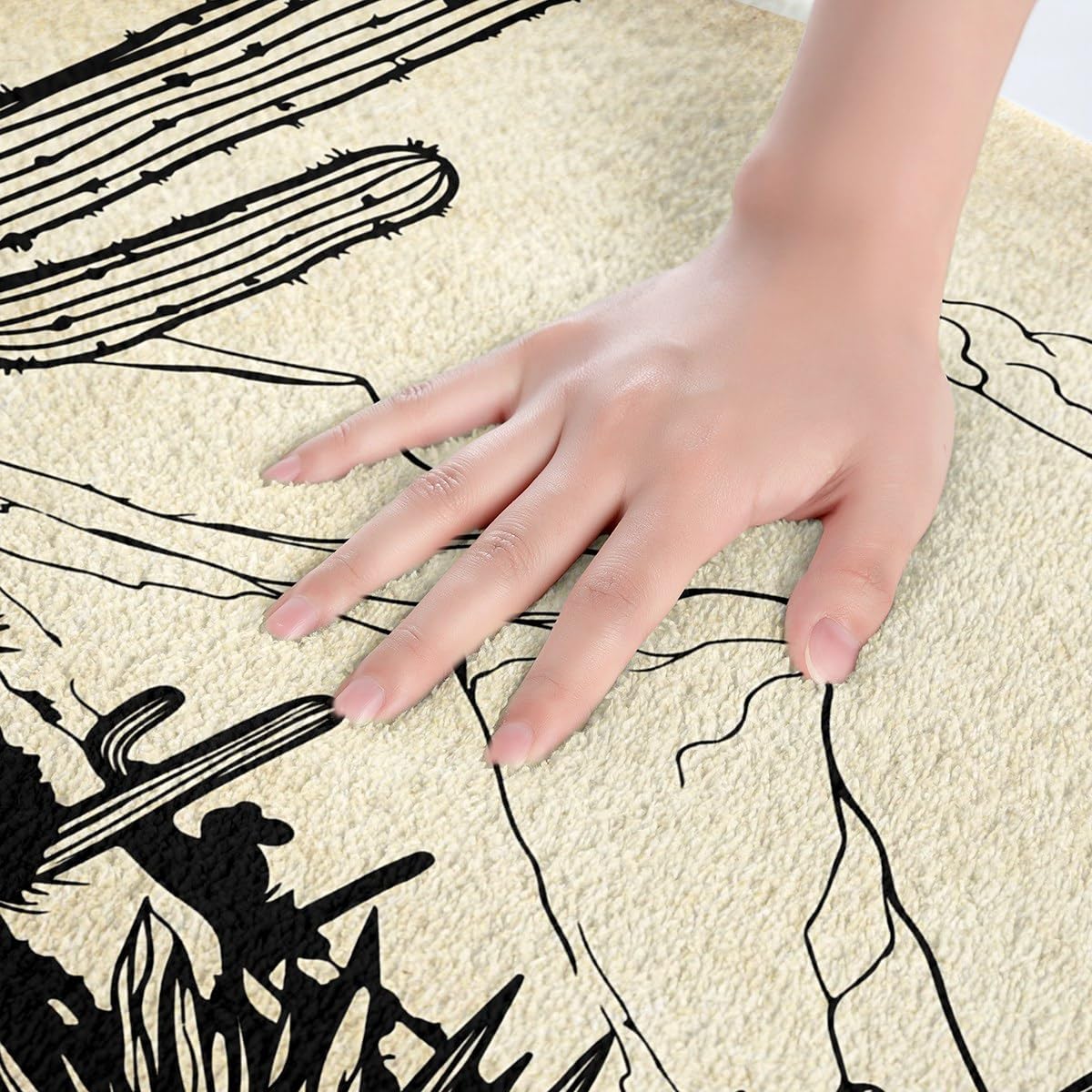 Jejeloiu Khaki Western Bath Mat 16x24 Inch