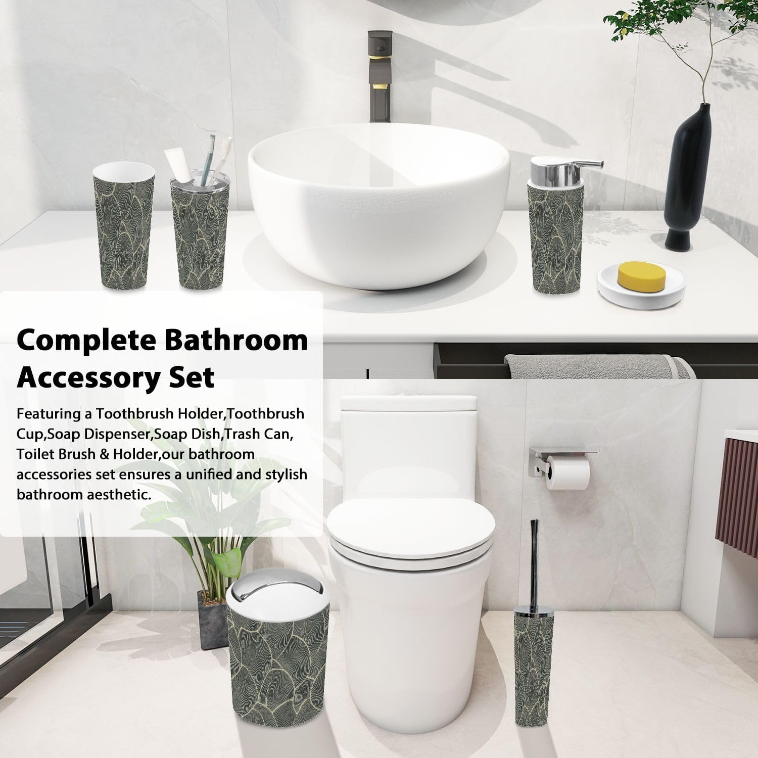 Boho Bathroom Accessory Set 6 Piece 1