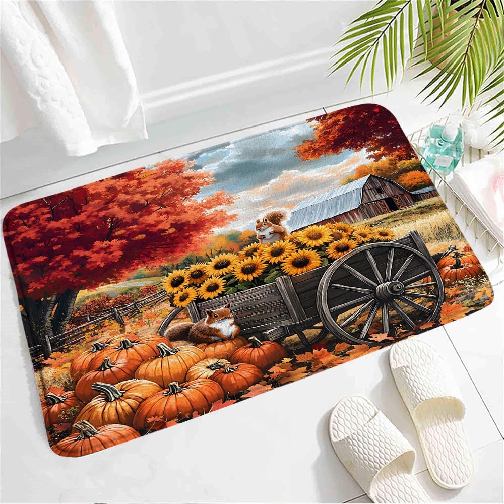 Autumn Farm Bath Mat - Non-Slip Waterproof and Decorative