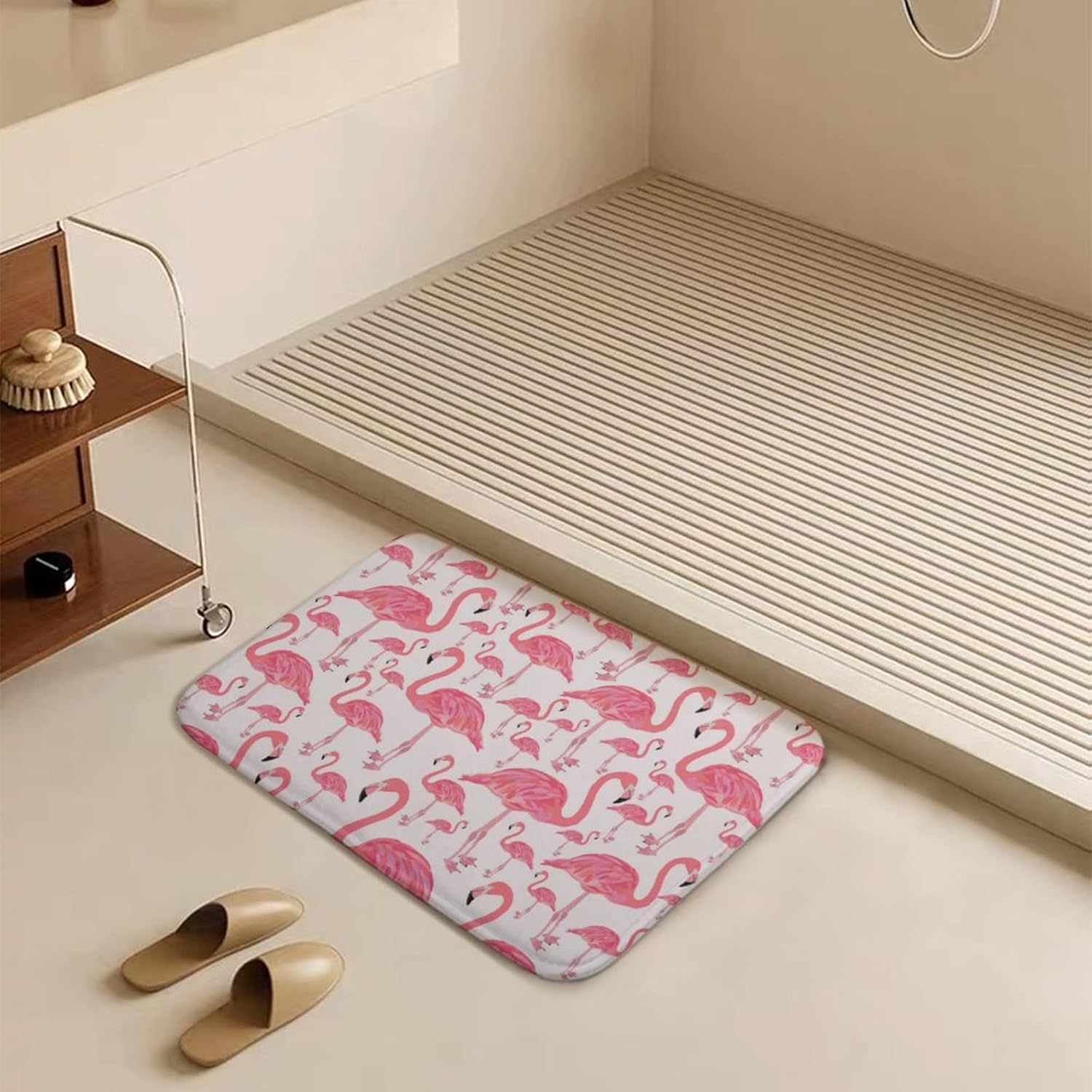 Pink Flamingo Bird Microfiber Bath Rug Non-Slip 16x24 Inch