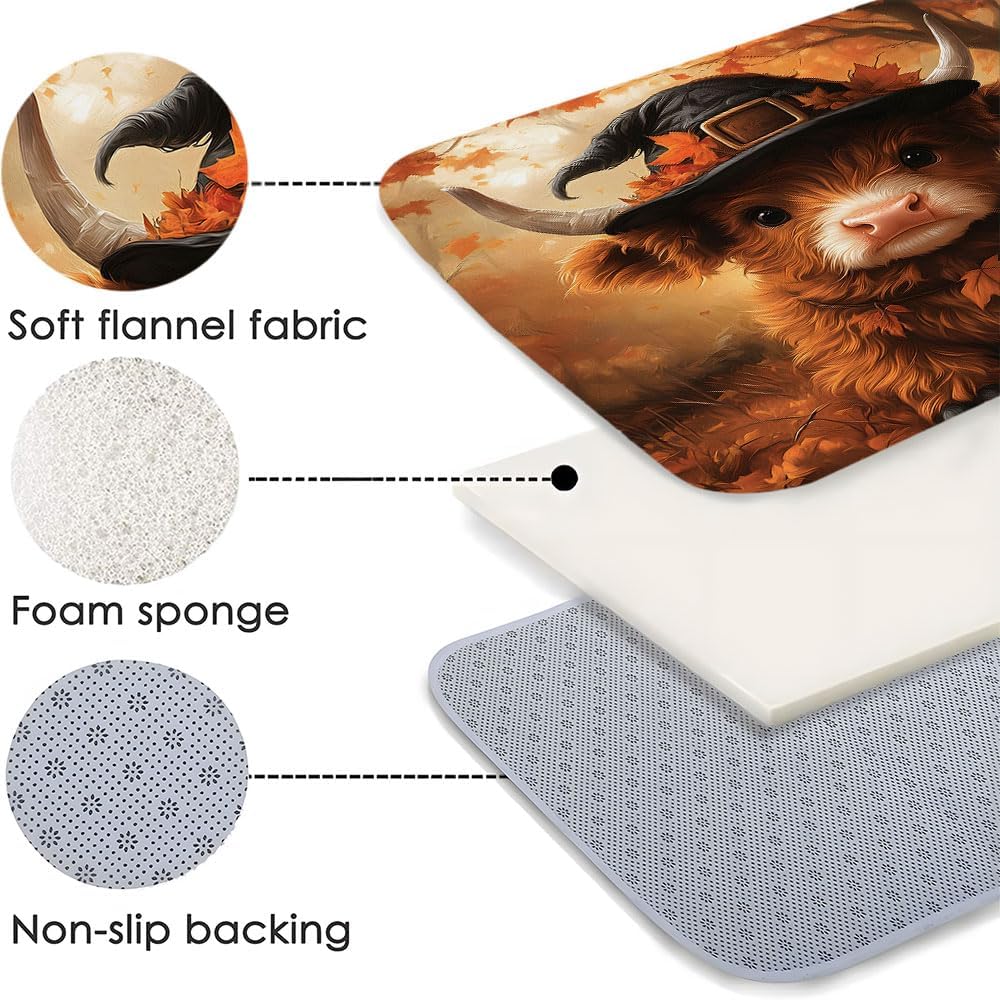Fall Highland Cow Bath Mat 16x24 Inch