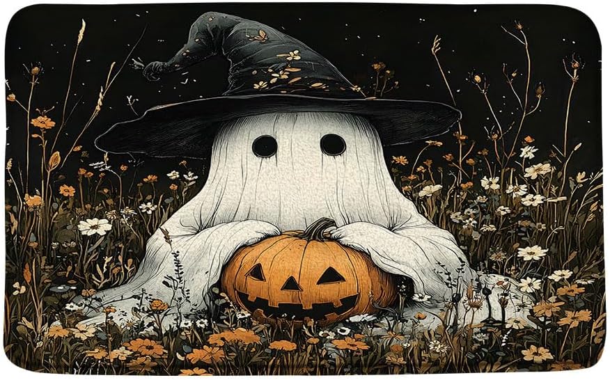Halloween Ghost Bath Mat 16x24 Inch Spooky Design