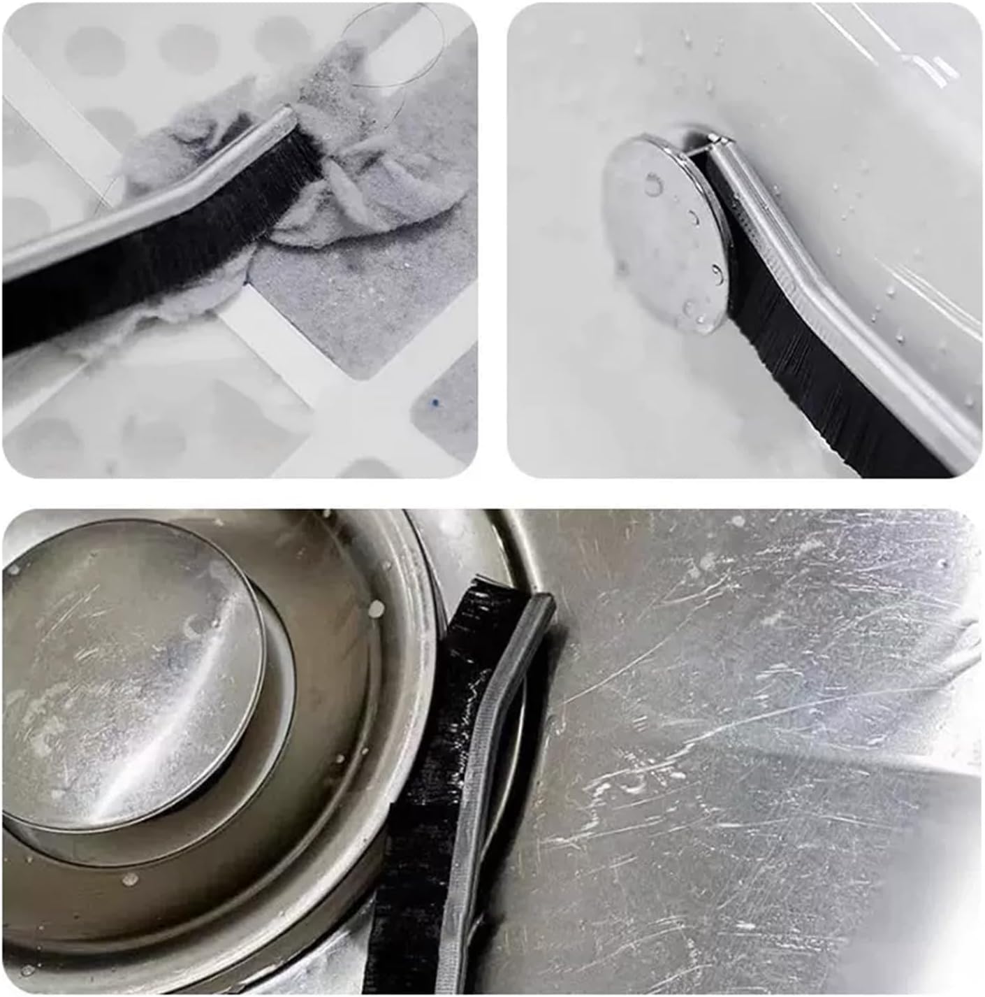 GEBSKI 3PCS Crevice Gap Cleaning Brushes for Bathroom Kitchen Windows Tracks