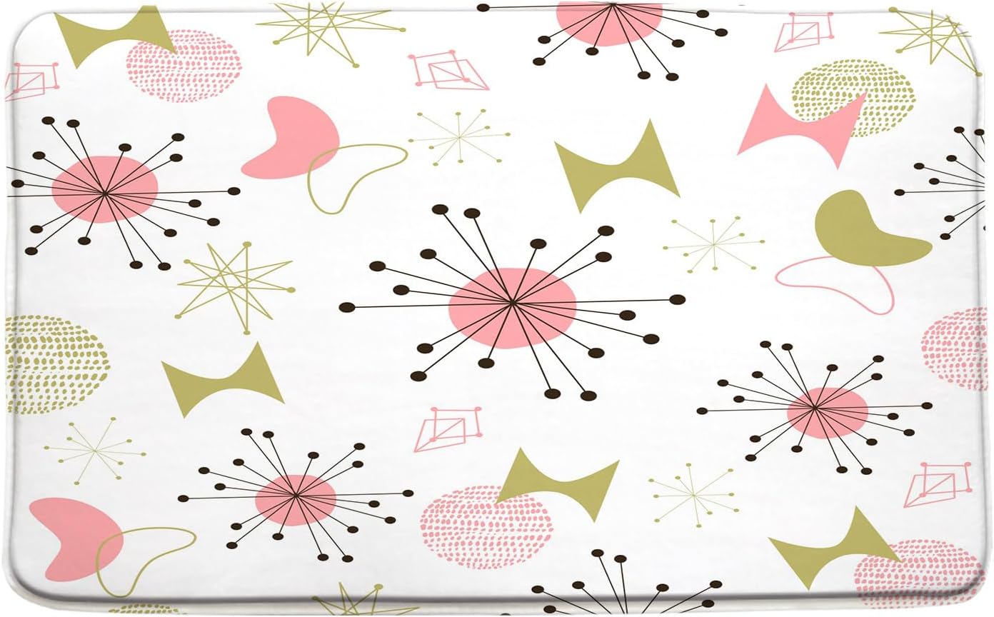 HUSPWP Retro Atomic Star Bath Mat 1960s Design
