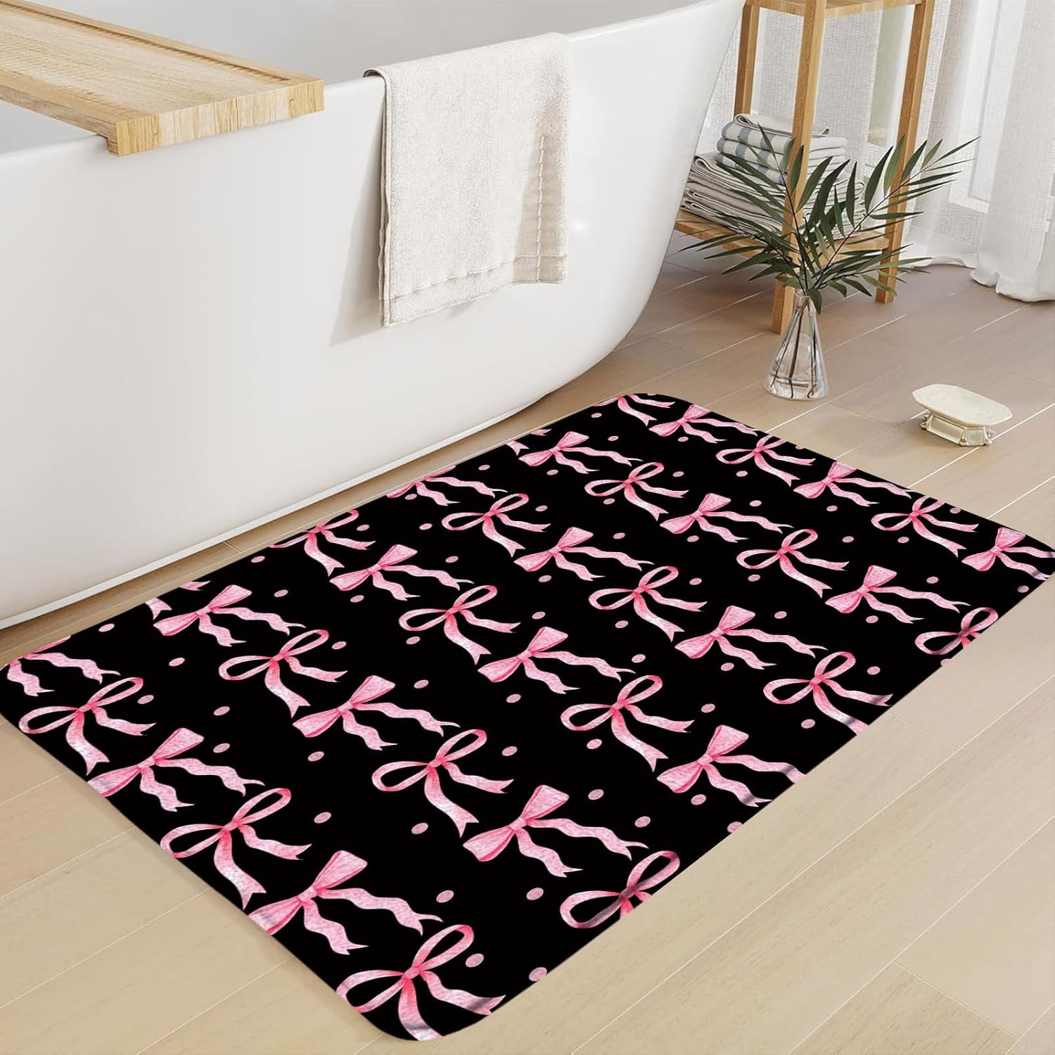 Cute Bow Bath Mat 16x24 Inch Modern Design