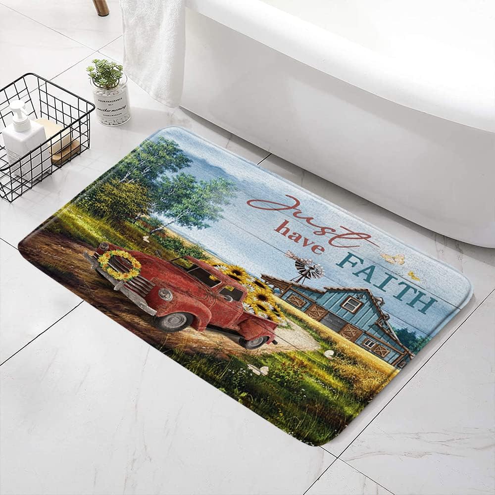 SATRTUD Farmhouse Rustic Car Bath Mat 24x16 Inch 1