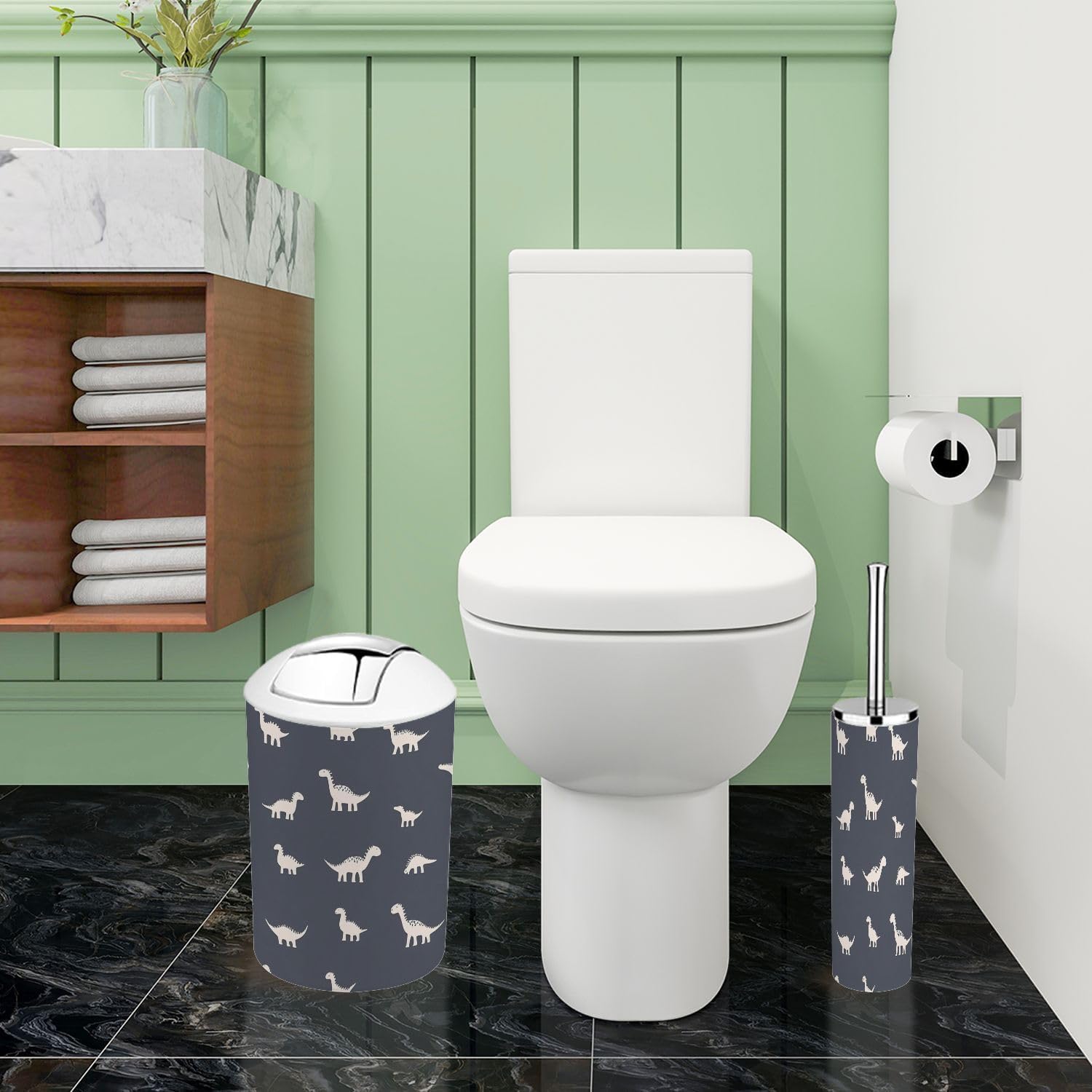 Boho Dinosaur Bathroom 6-Piece Accessory Set