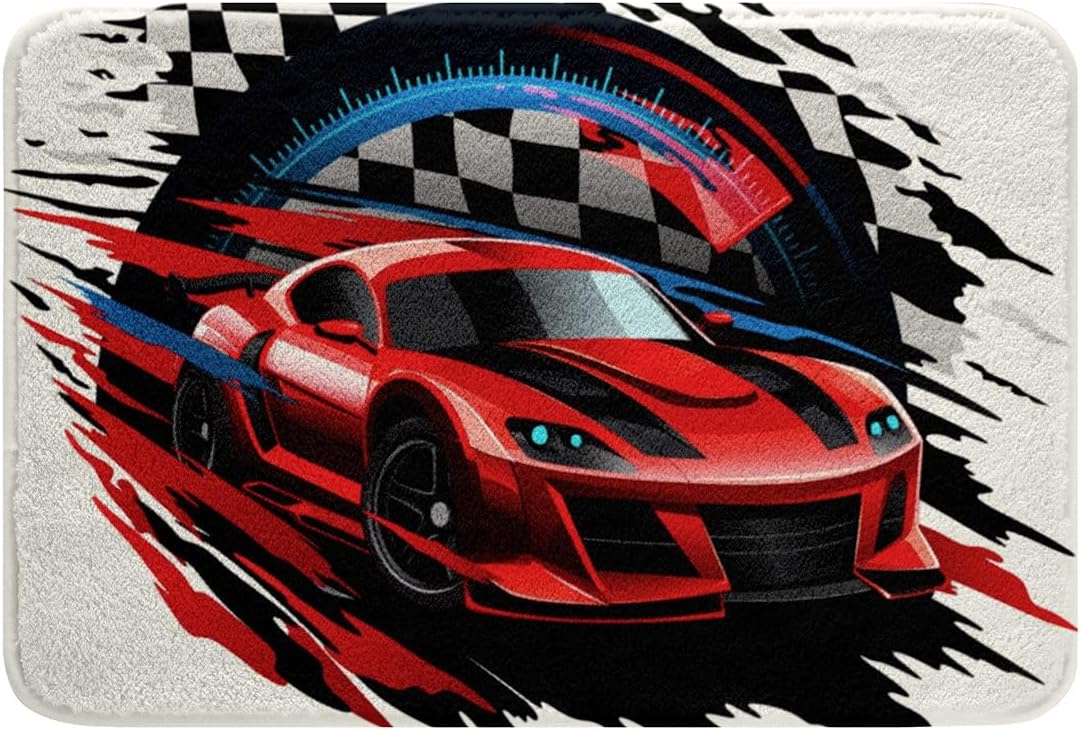 Feelyou Sports Car Bath Rug with Non-Slip TPR Bottom