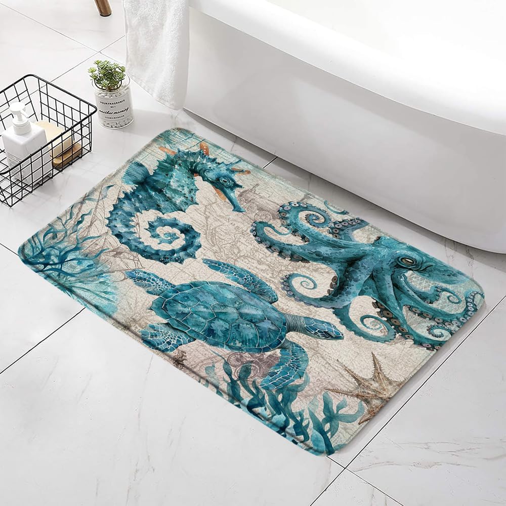 Turtle Bath Mat with Non-Slip Backing