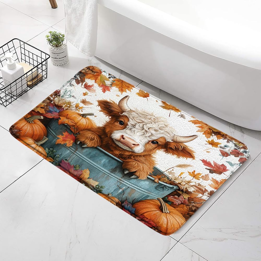Highland Cow Bath Mat - Non-Slip Bathroom Rug