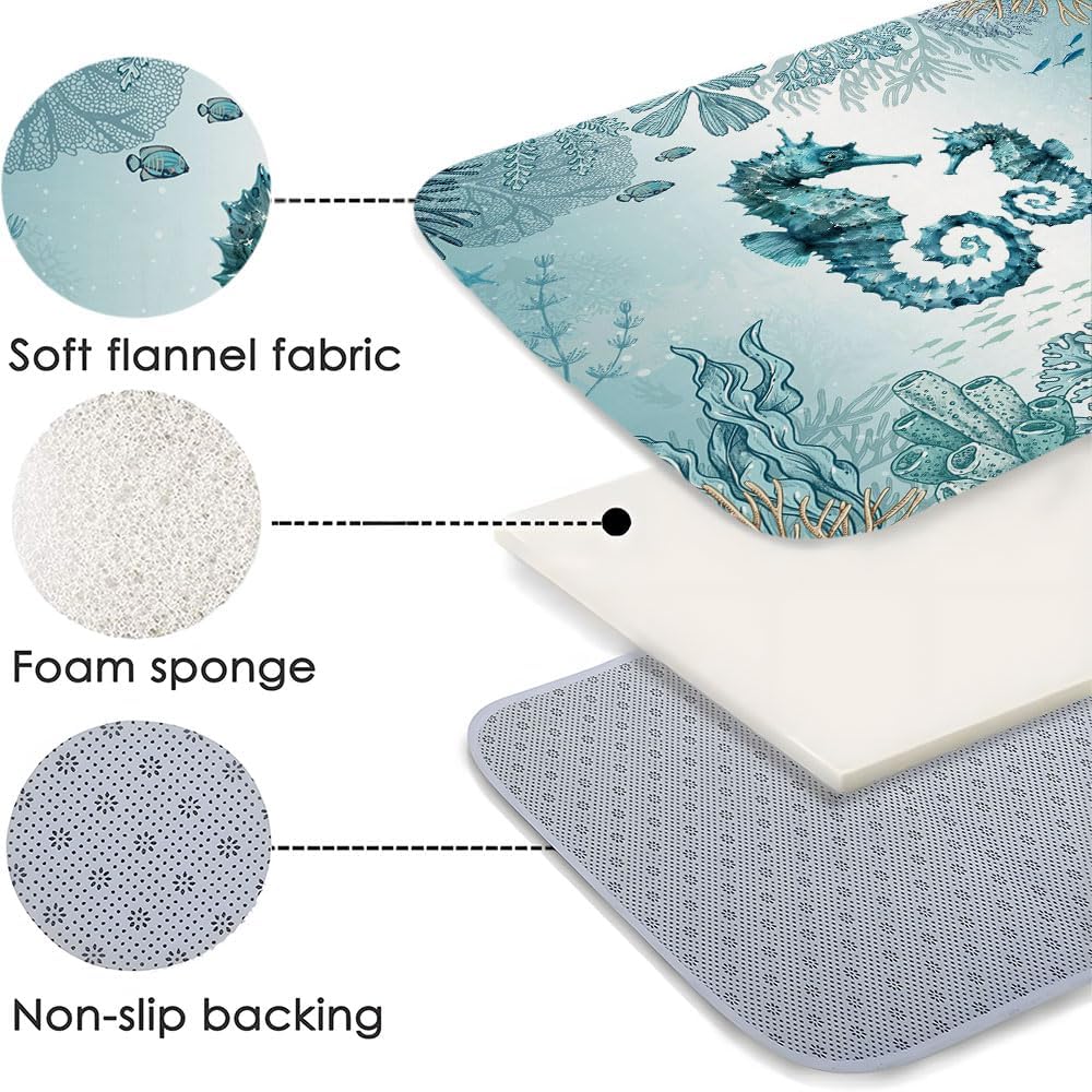 Coastal Seahorse Bath Mat 16x24 Inch