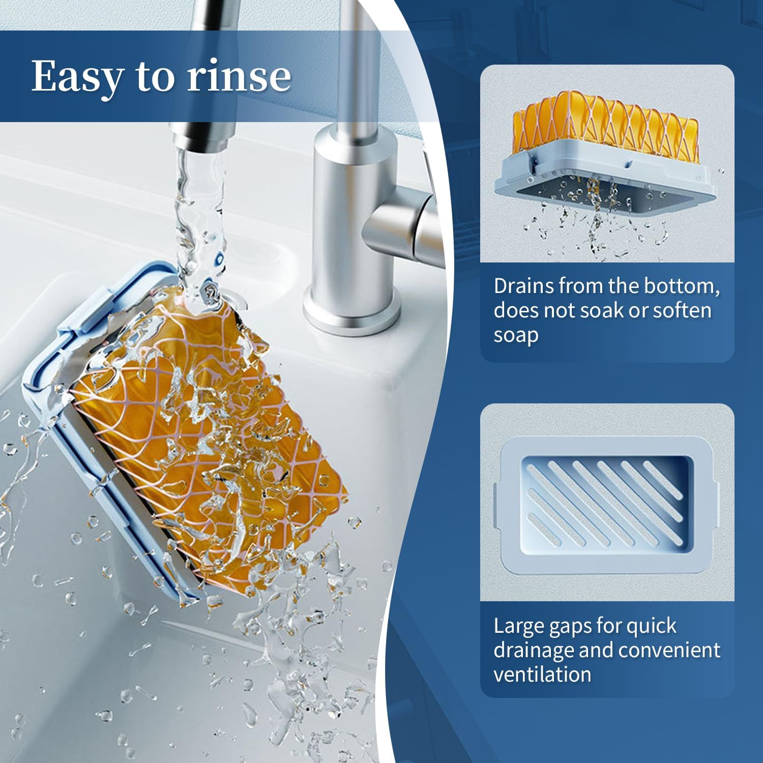 Optisake Multi-Functional Soap Holder with Elastic Mesh and Fast Draining