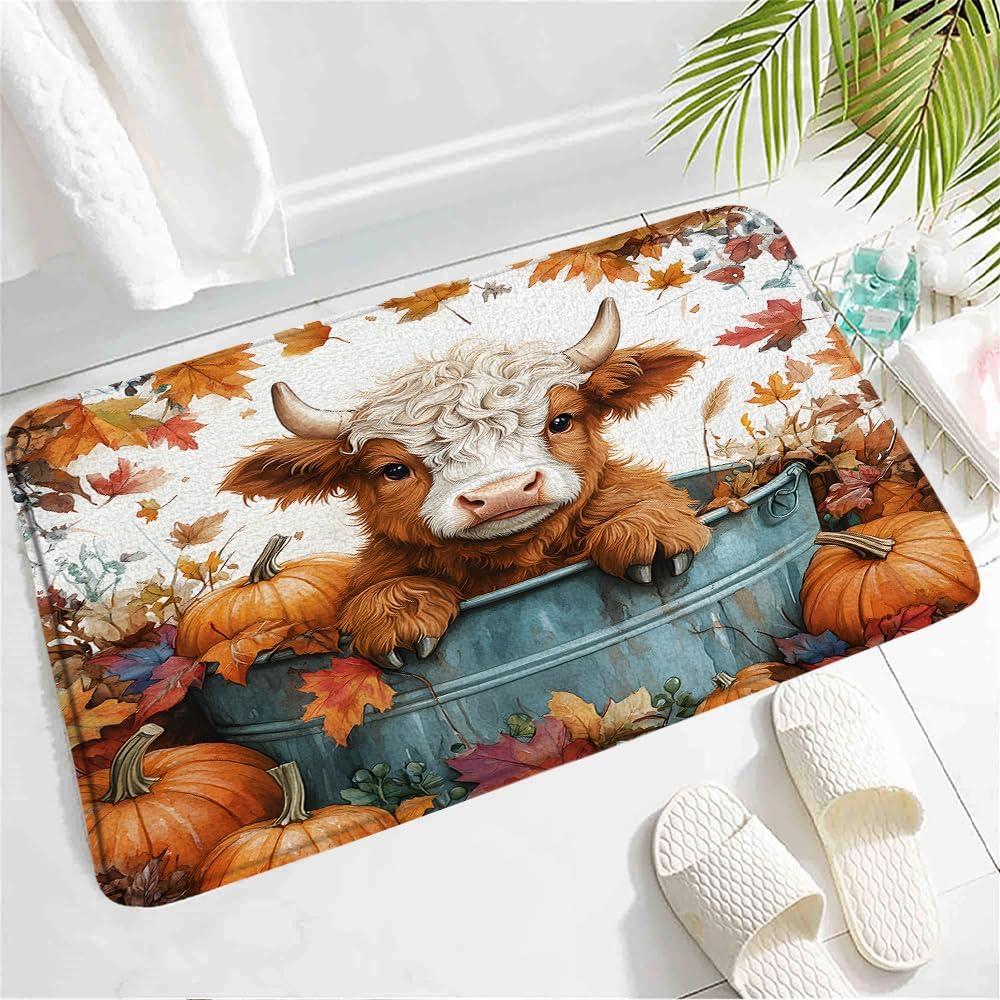 Highland Cow Bath Mat - Non-Slip Bathroom Rug