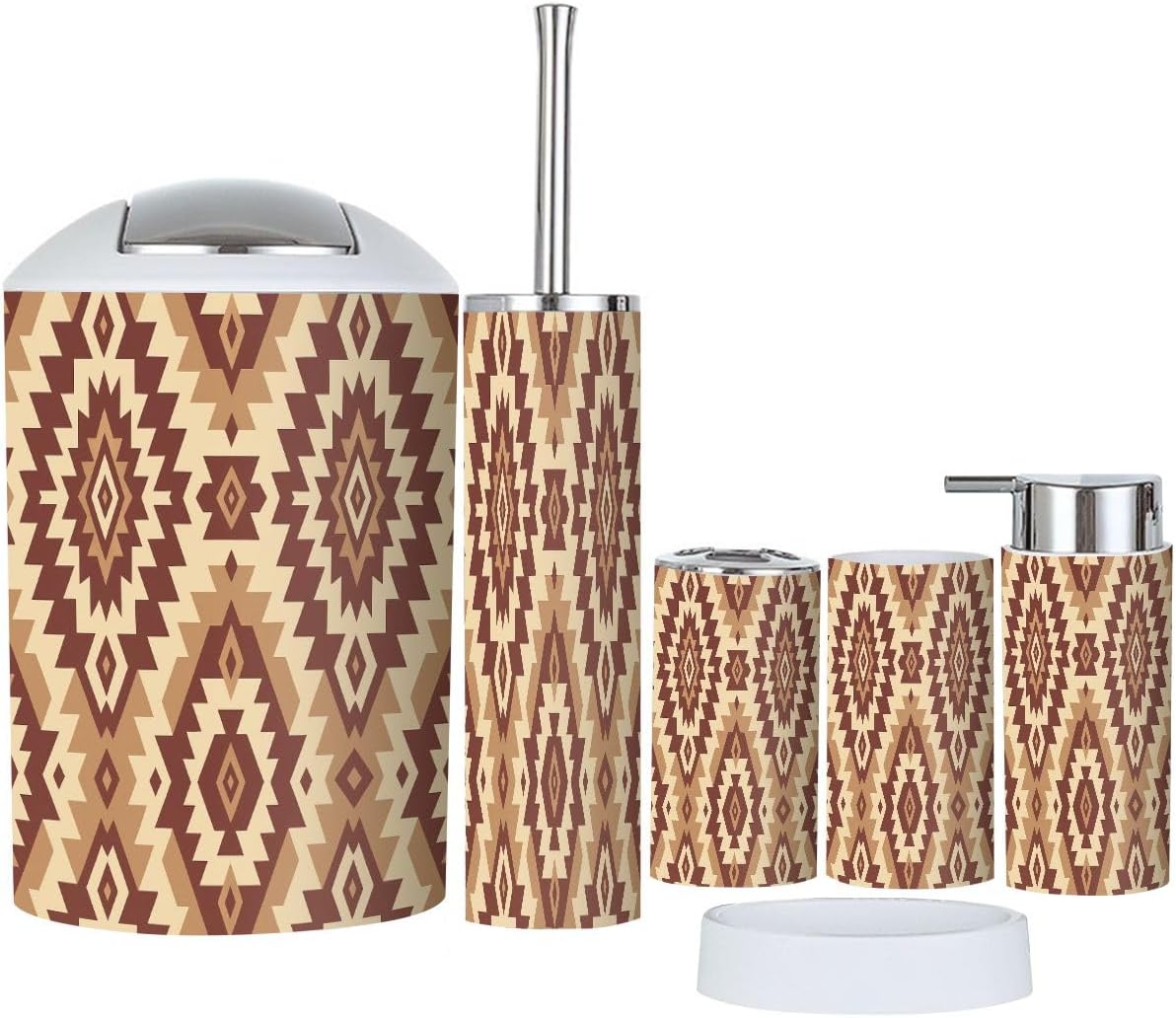 Boho Geometric Bathroom Accessory Set 6 Piece 1