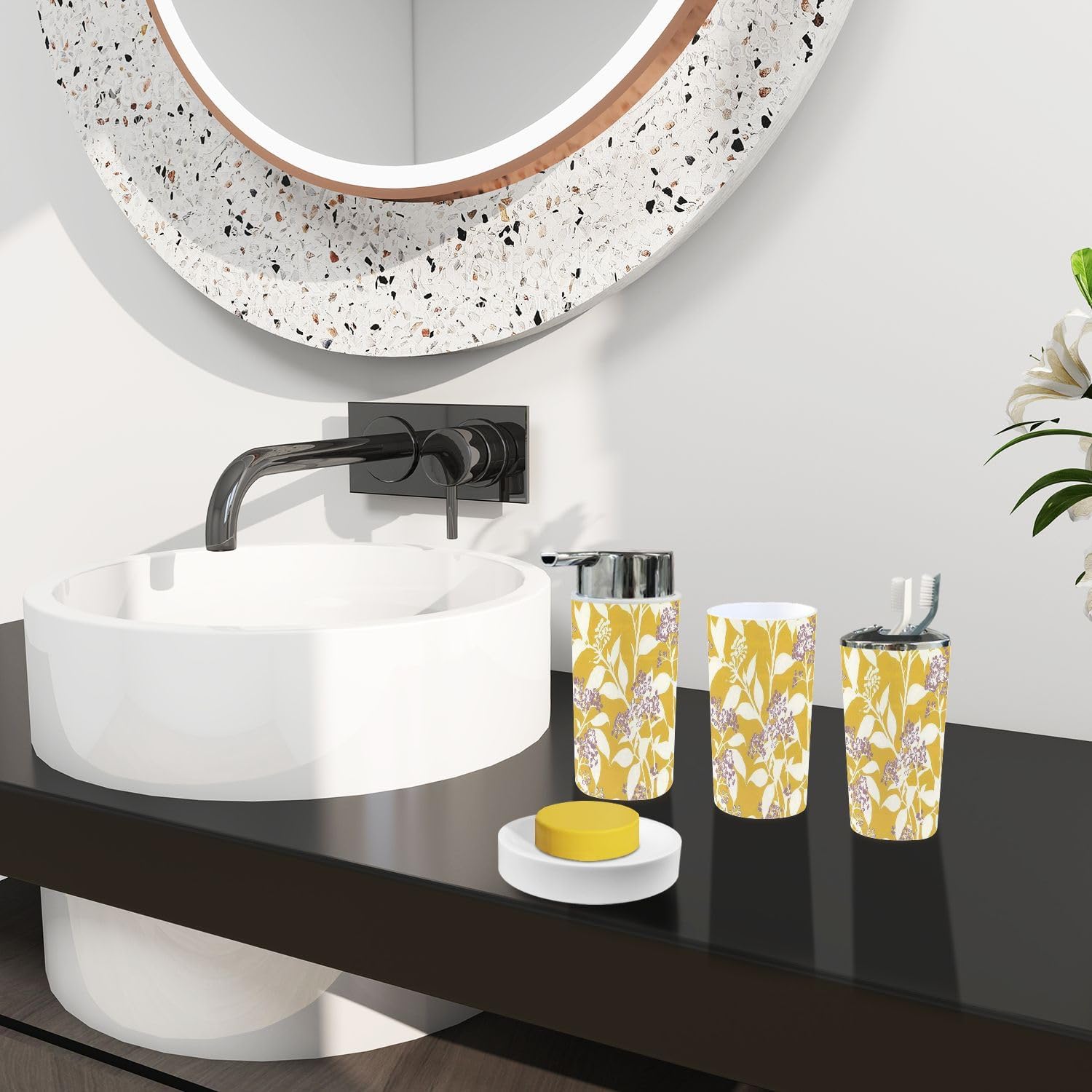 Boho Style 6 Piece Bathroom Accessories Set