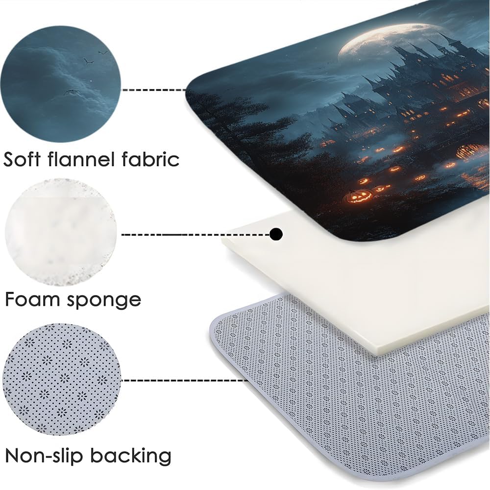 Spooky Halloween Castle Bath Mat - Non-Slip Gothic Design