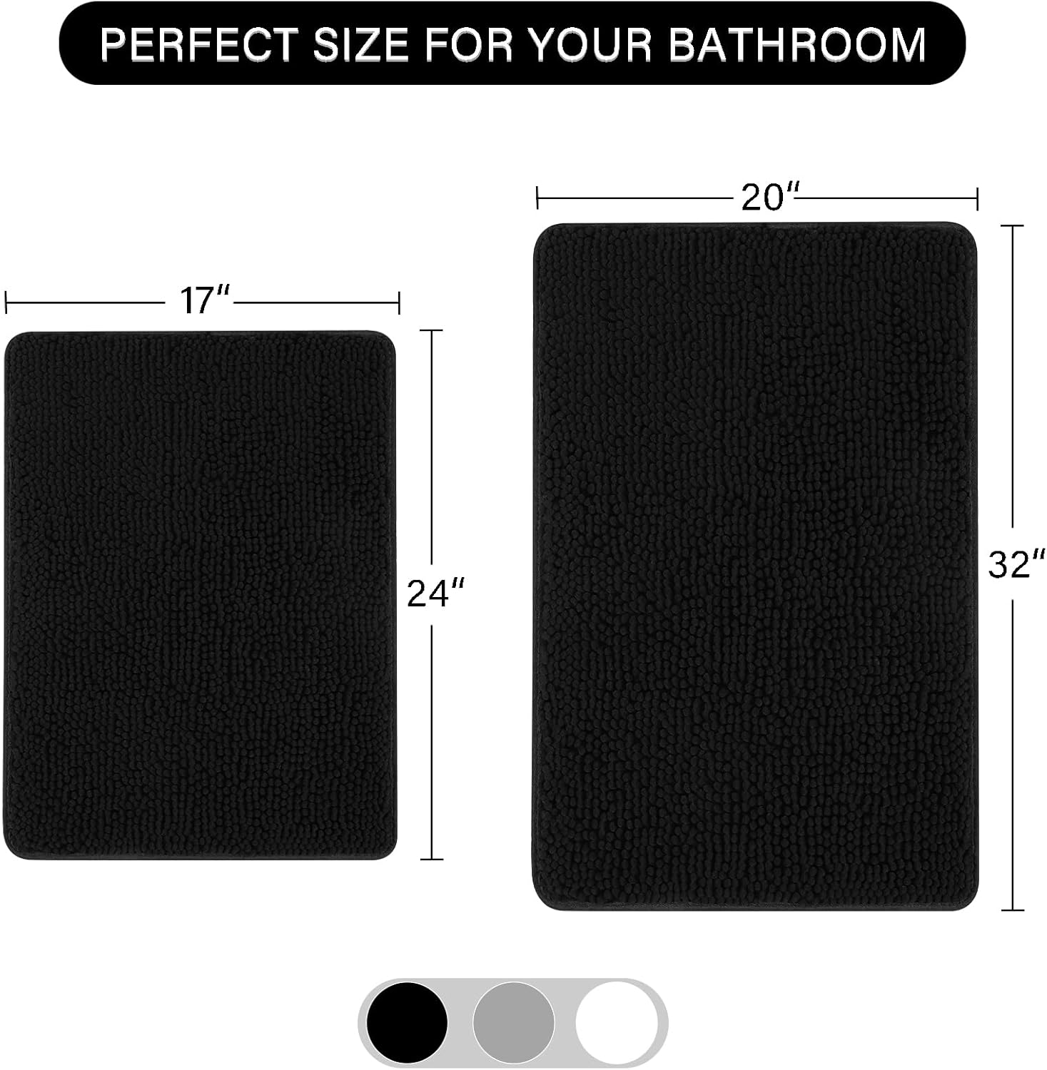 LOCHAS 2 Piece Bath Rug Set Black